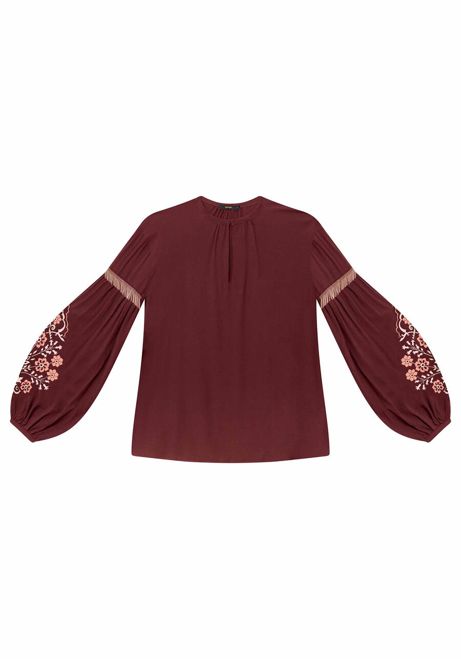 Blusa Manga Longa Bordado Tecido, . Blusa Manga Longa Bordado Tecido, , large.