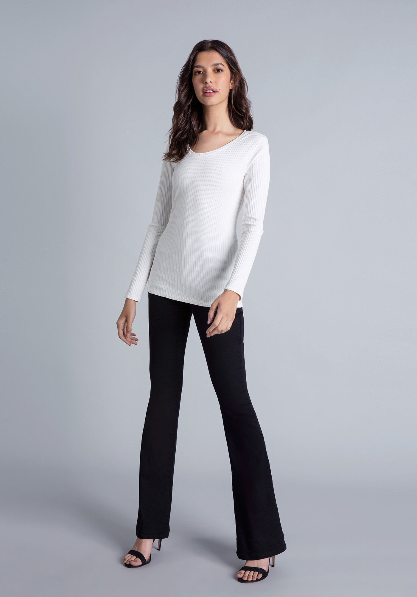 Blusa Manga Longa Decote V, , large.