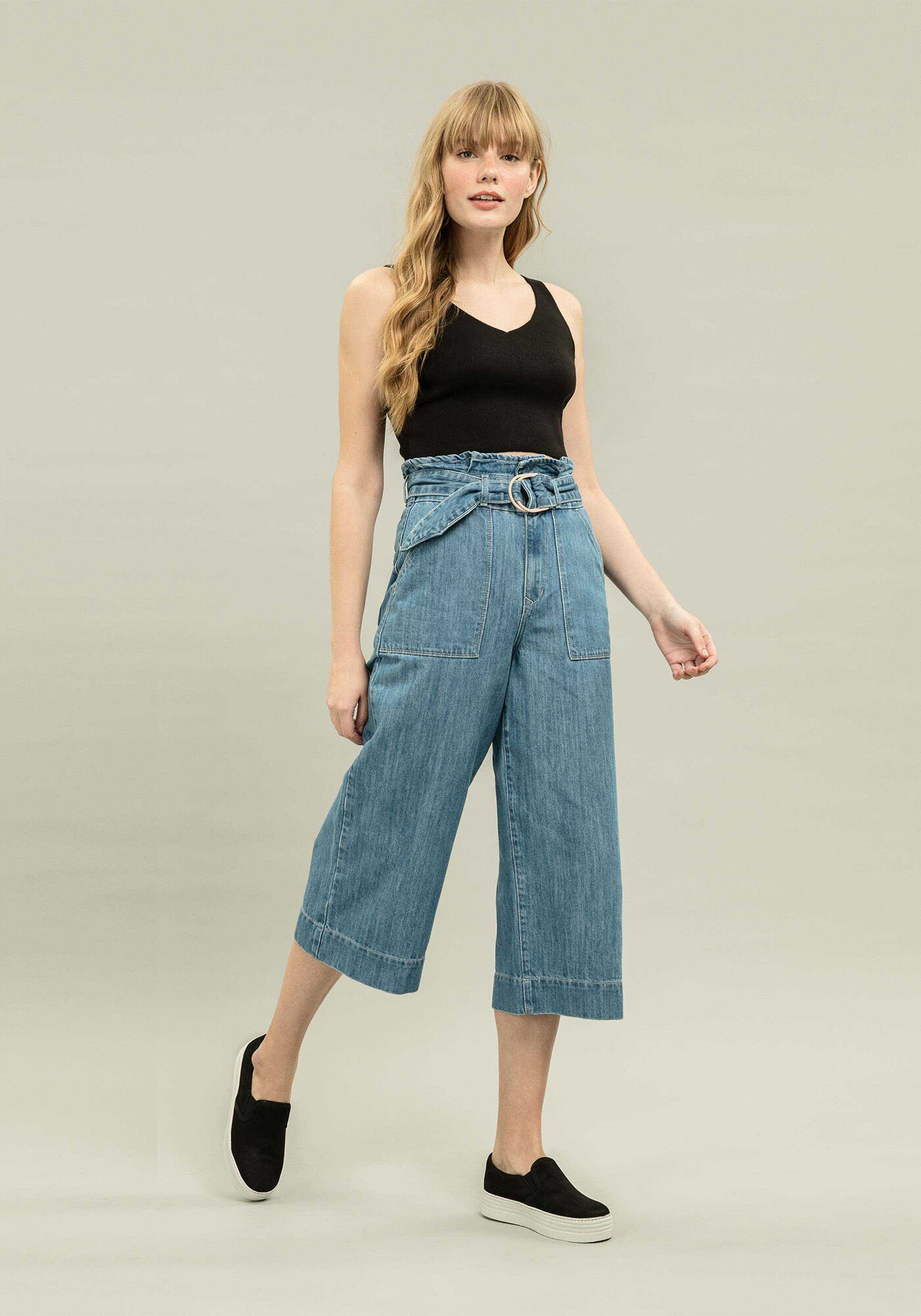 Saia jeans pantacourt discount