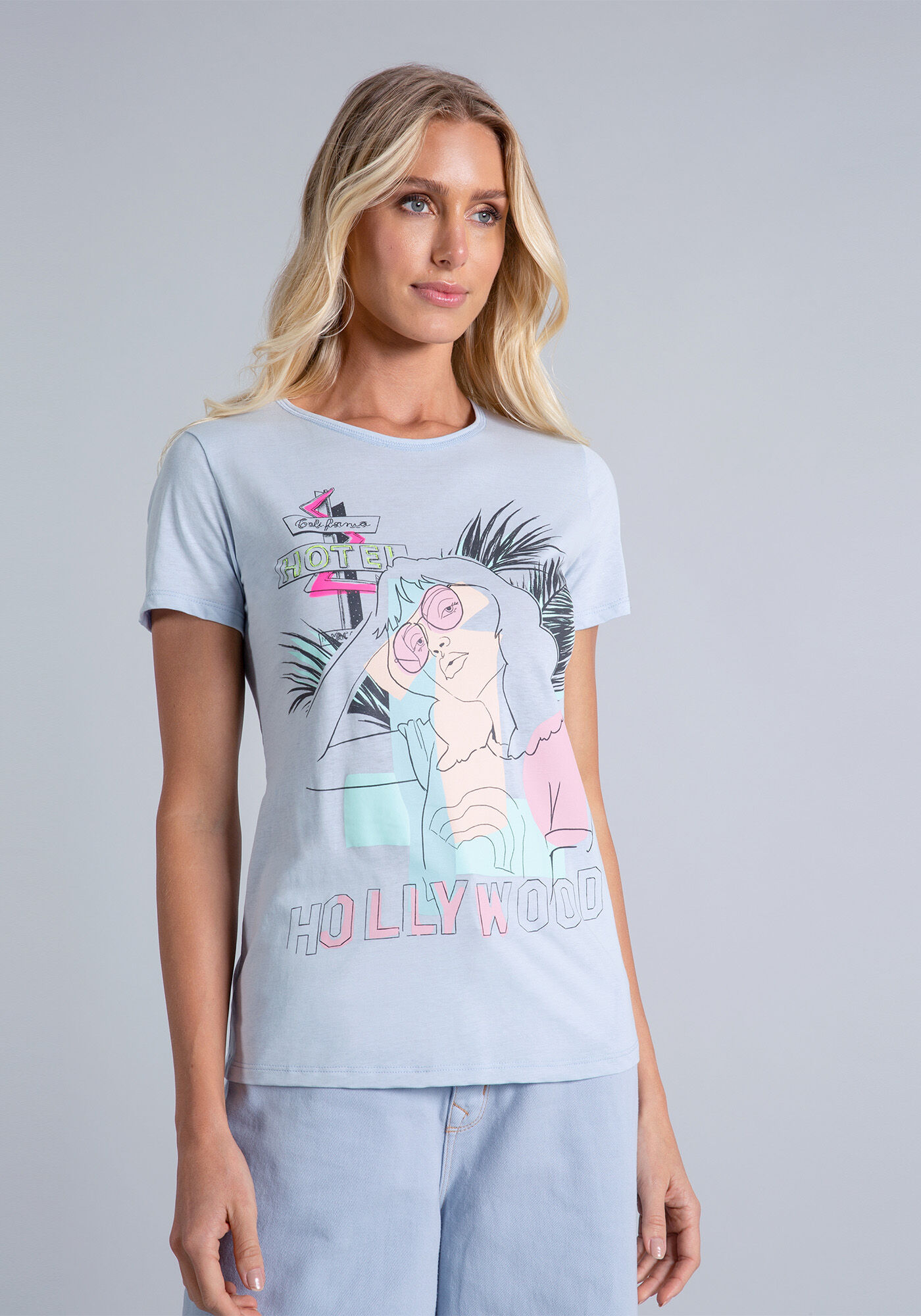 Blusa com Faixa Cabelo Azul Momento, , large.