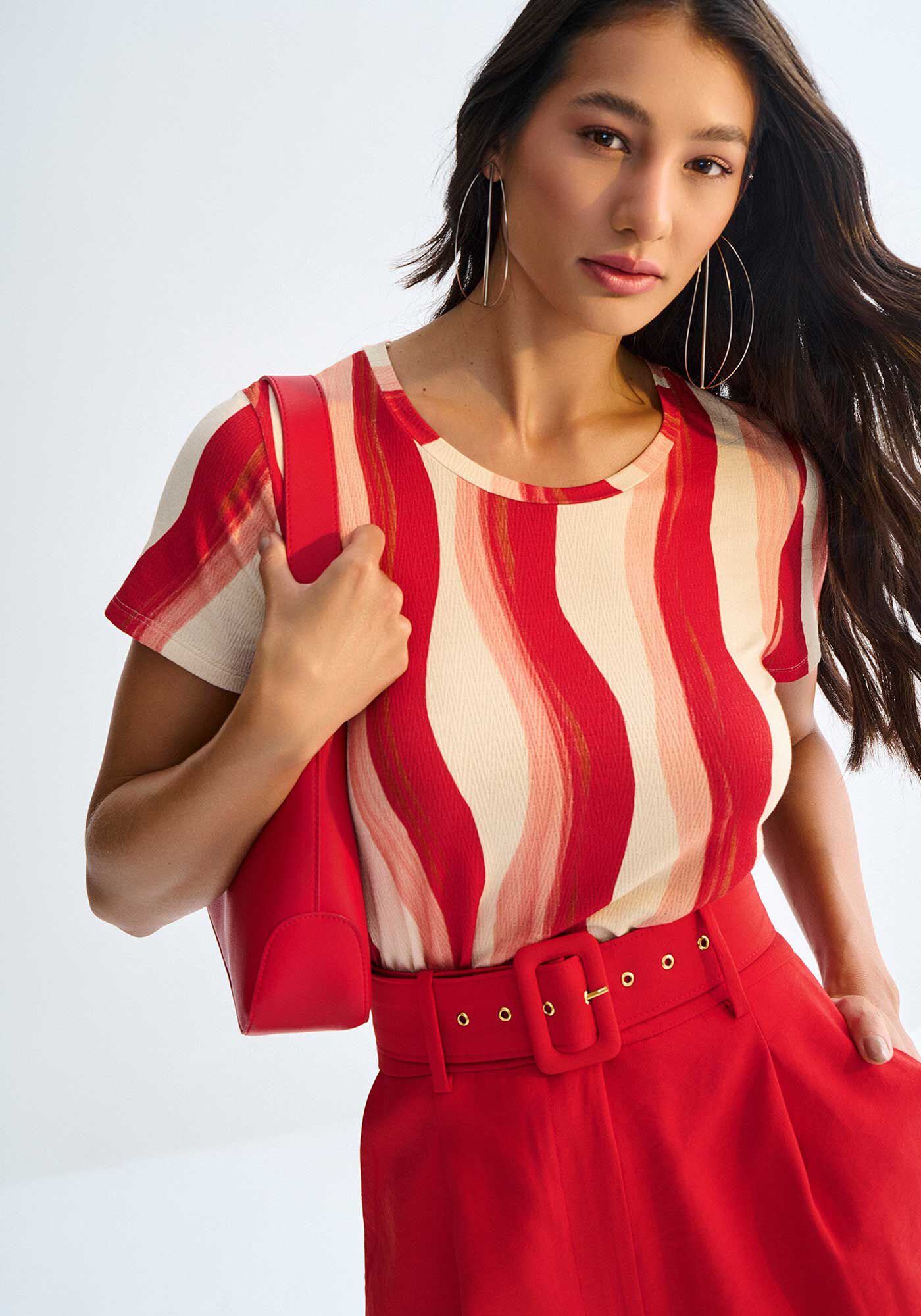 Blusa Manga Curta em Malha com Estampa Desert, , large.