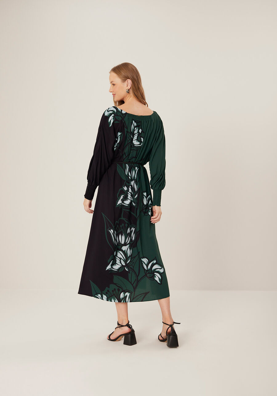 Vestido Midi Chá Ombro A Ombro Estampado Em Viscose, . Vestido Midi Chá Ombro A Ombro Estampado Em Viscose, , large.