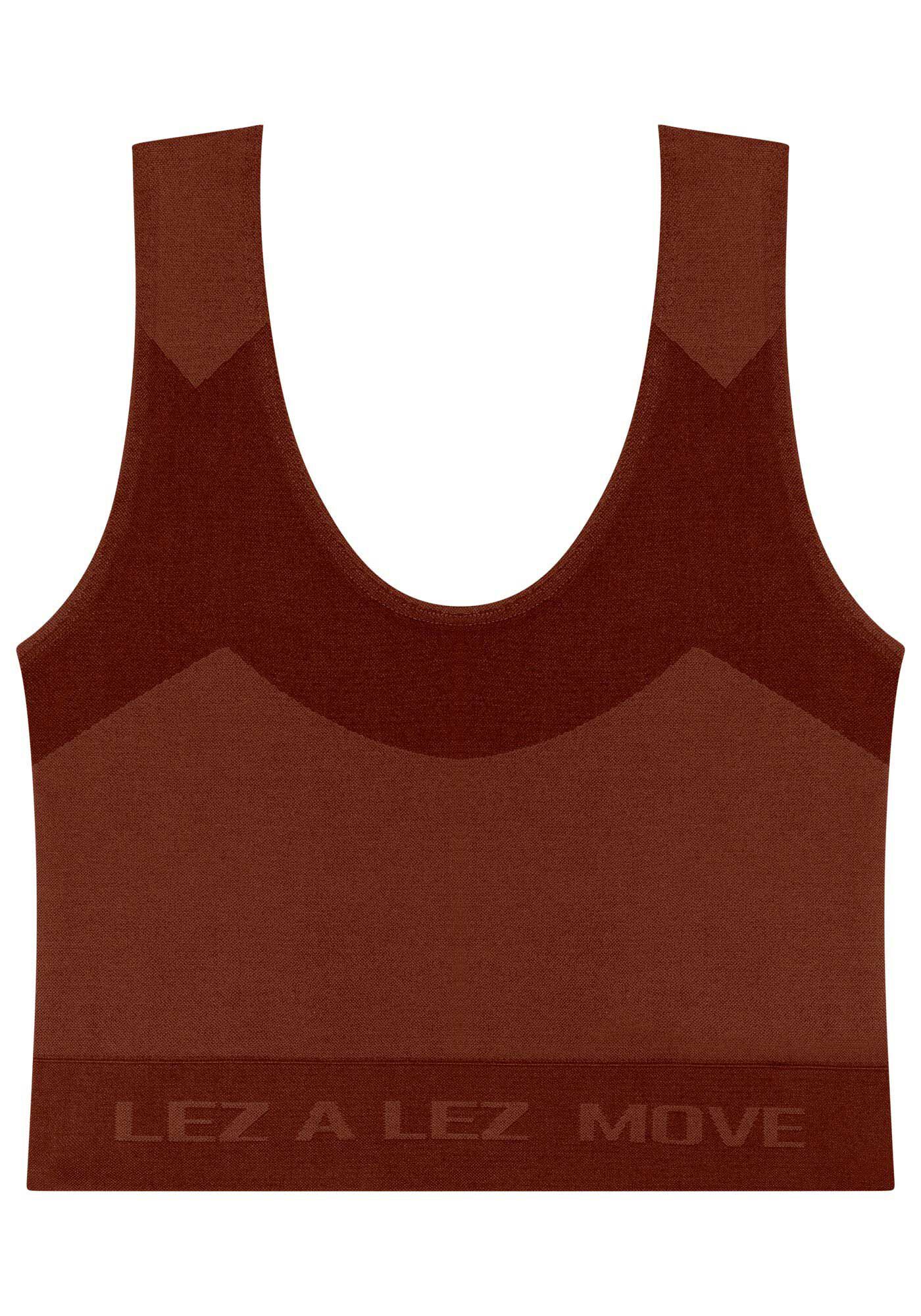 Top Nadador Seamless Com Decote Em U Move, MARROM, large.