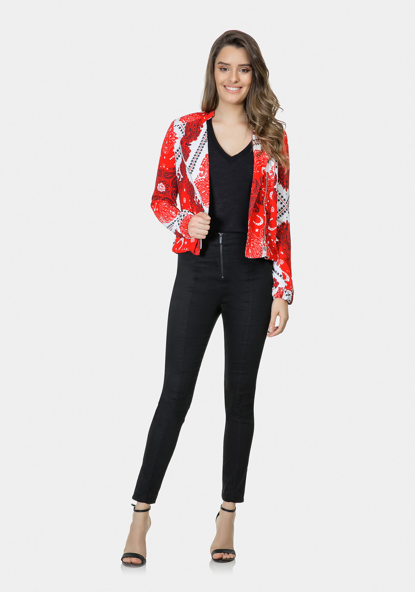 Jaqueta Estampada em Tecido, , large.