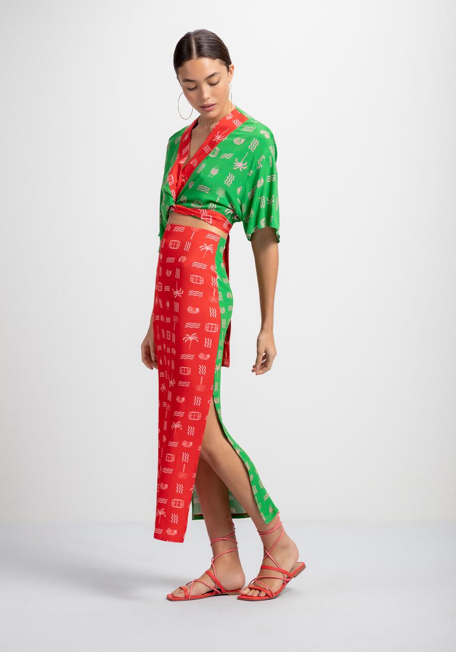 Blusa Transpassada em Viscose Estampada, VENTANA. Blusa Transpassada em Viscose Estampada, VENTANA, large.