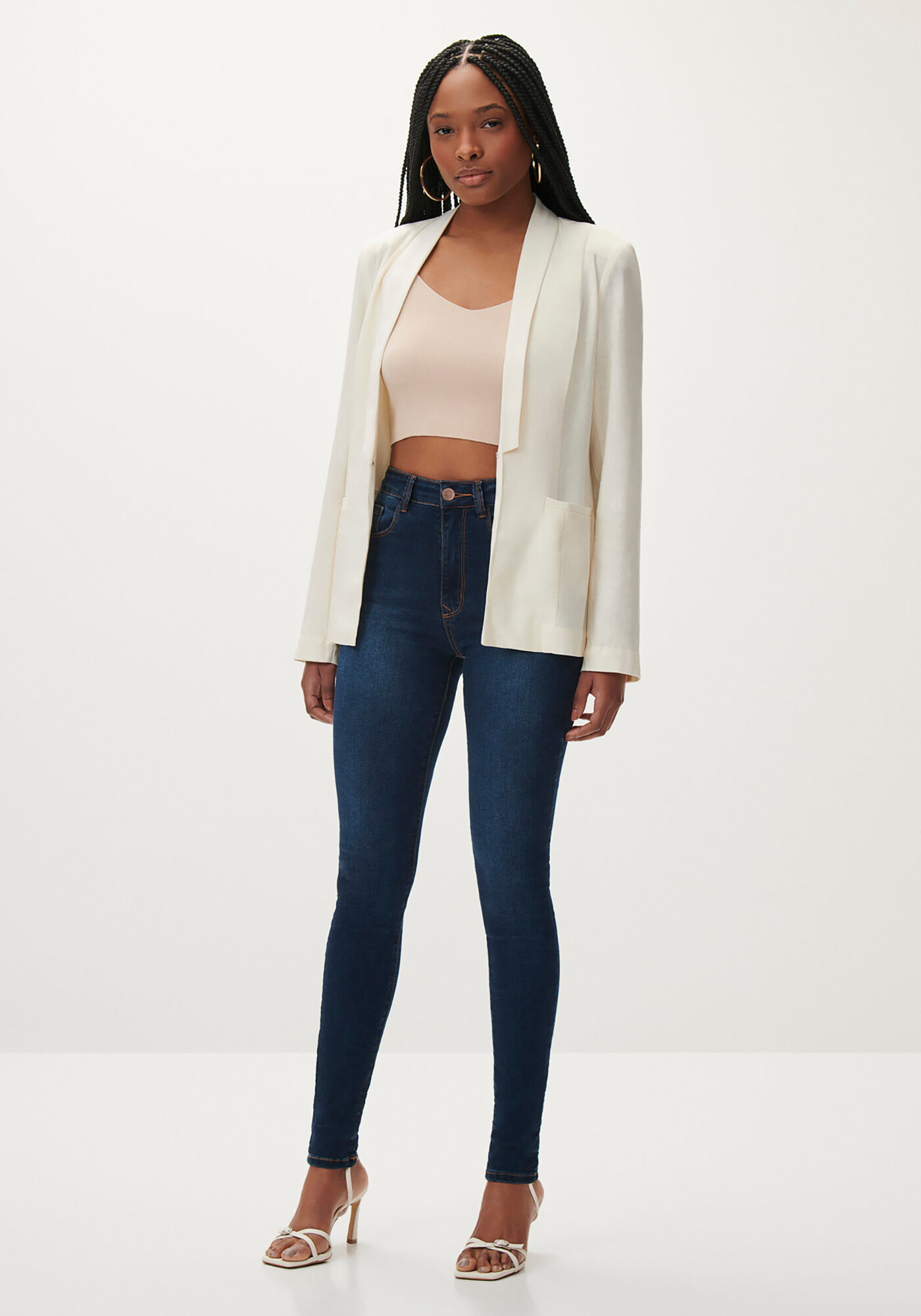 Calça jeans cintura alta com elastano sales