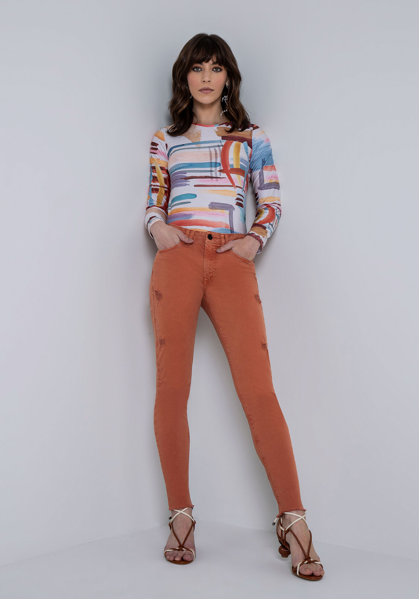 Cal&ccedil;a Jeans Skinny Cropped Bali Every Day, MARROM OXIDO, large.