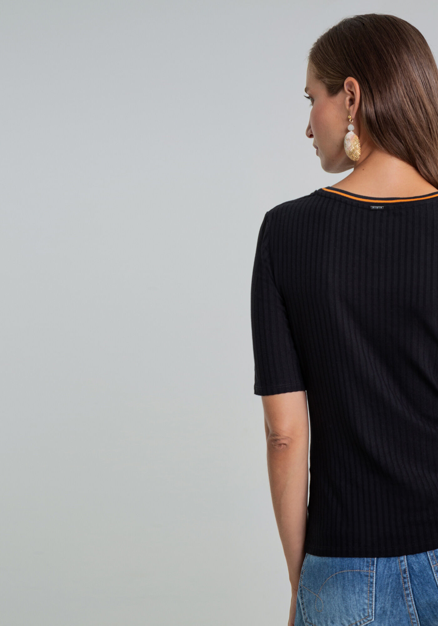 Blusa Manga Curta Retil&iacute;nea, , large.