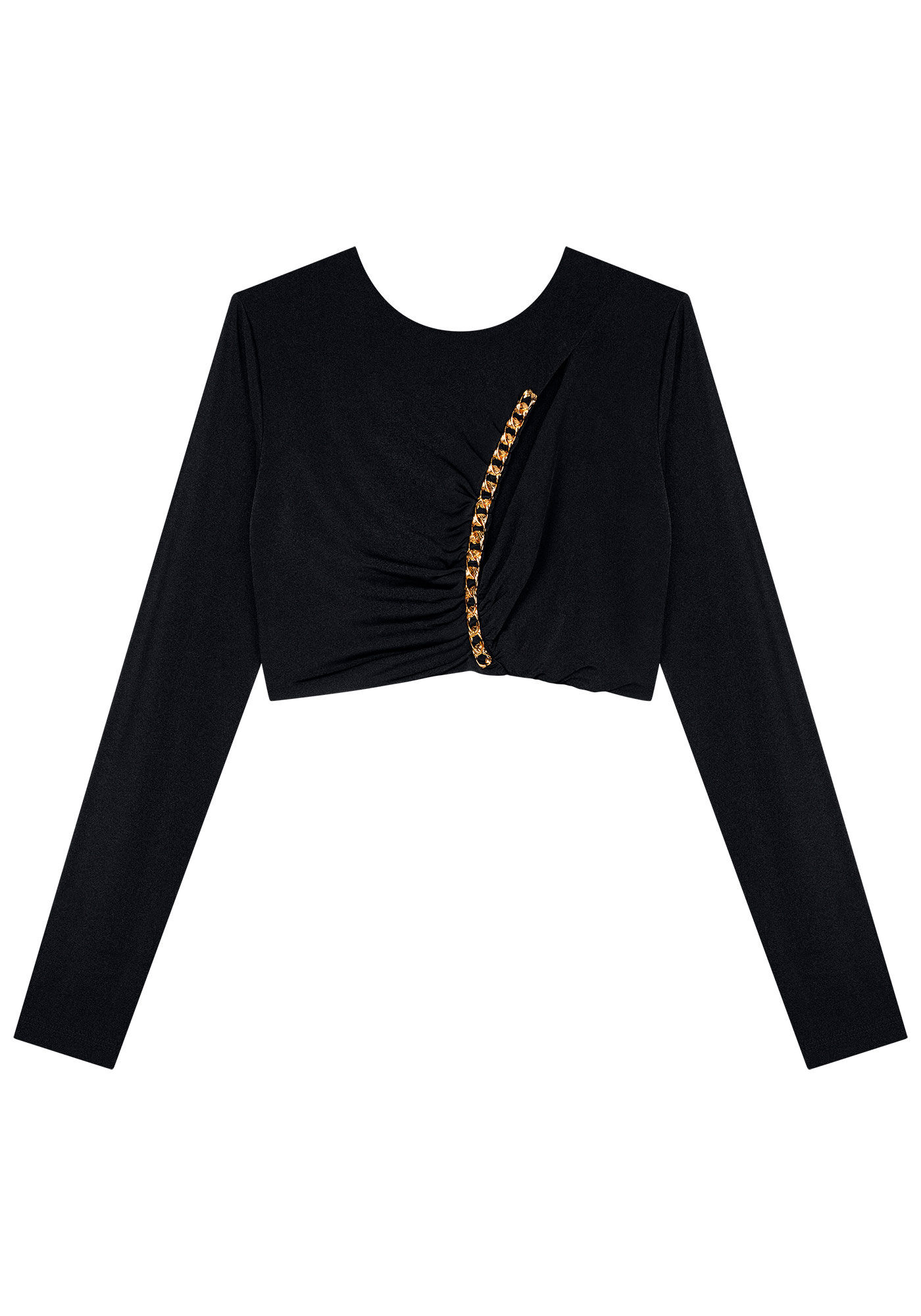 Blusa Manga Longa Cropped com Corrente, , large.