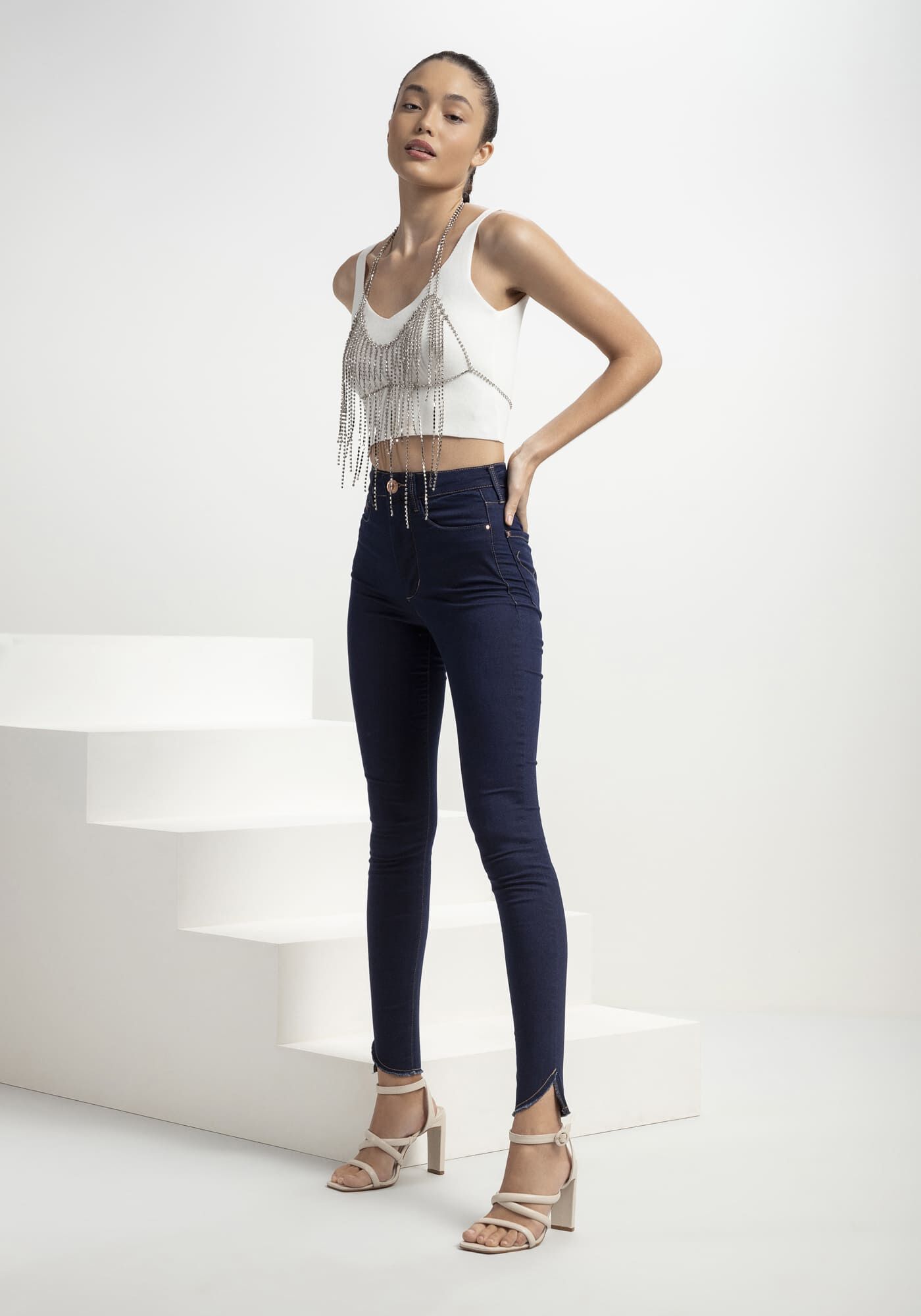 Cal&ccedil;a Jeans Skinny Alta Flat Belly Sustent&aacute;vel, JEANS, large.