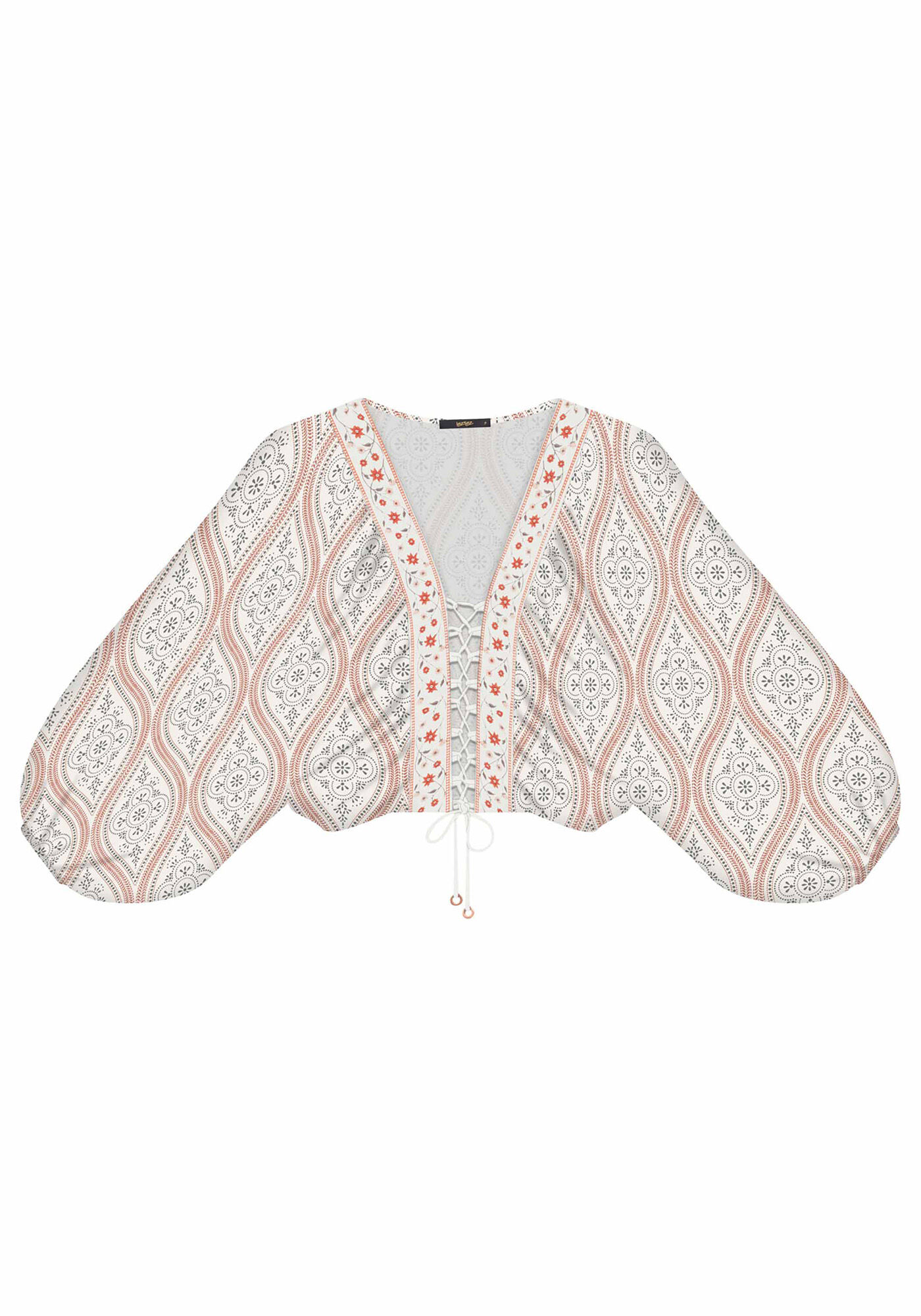 Blusa Amarra&ccedil;&atilde;o Estampada Tecido, , large.