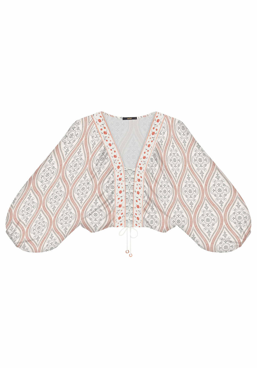 Blusa Amarração Estampada Tecido, . Blusa Amarração Estampada Tecido, , large.