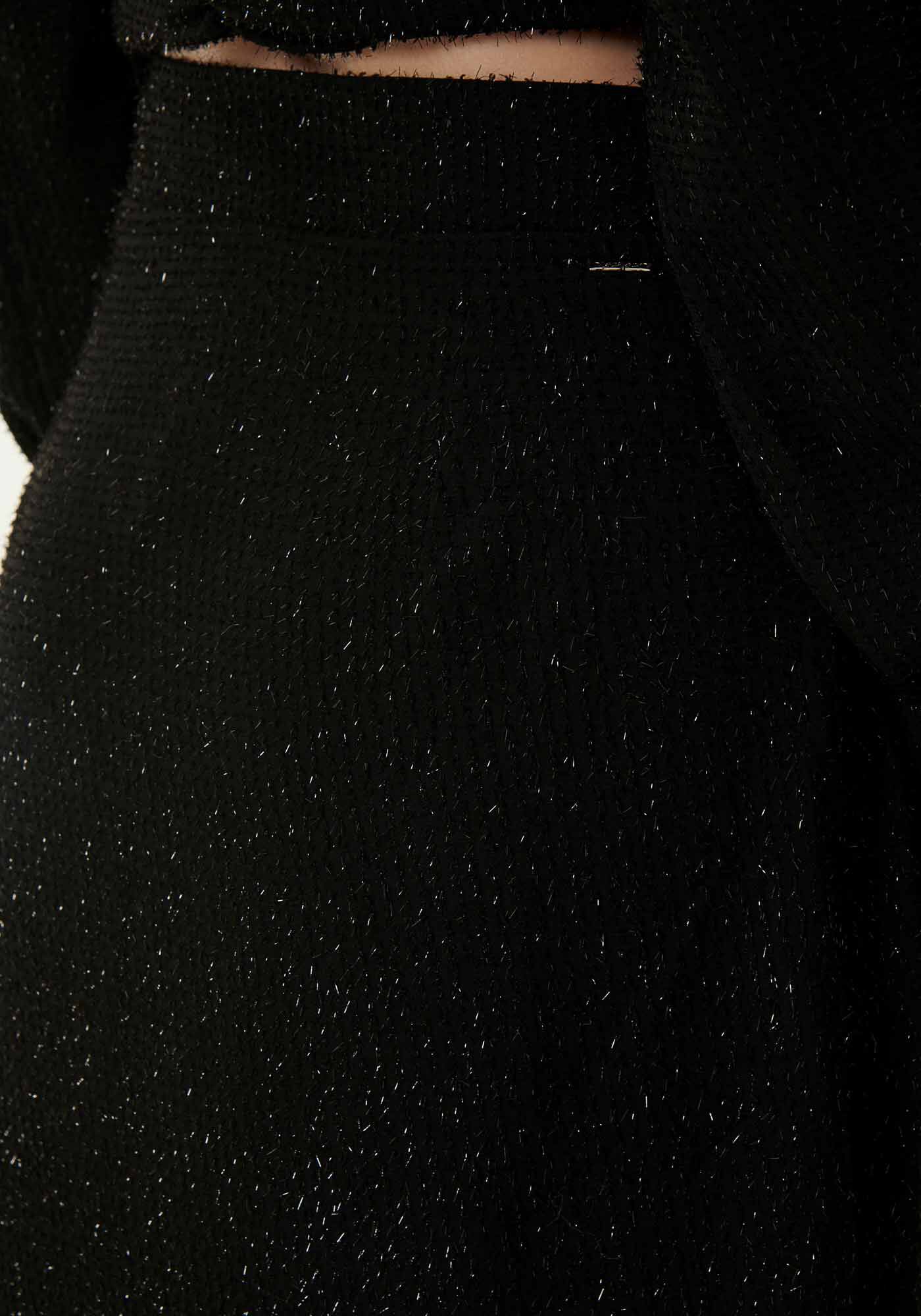 Saia Midi Texturizada com Fenda e Brilho, , large.