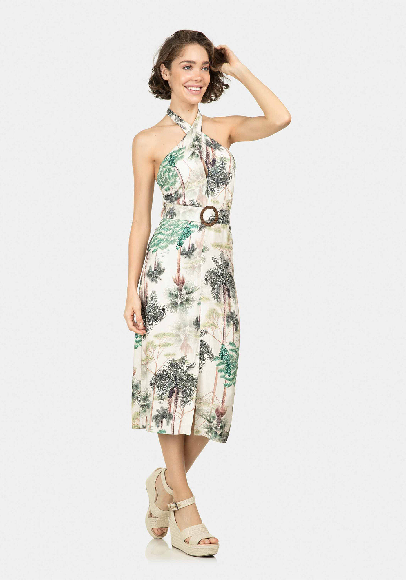 Vestido M&iacute;di Frente &Uacute;nica Estampa, , large.