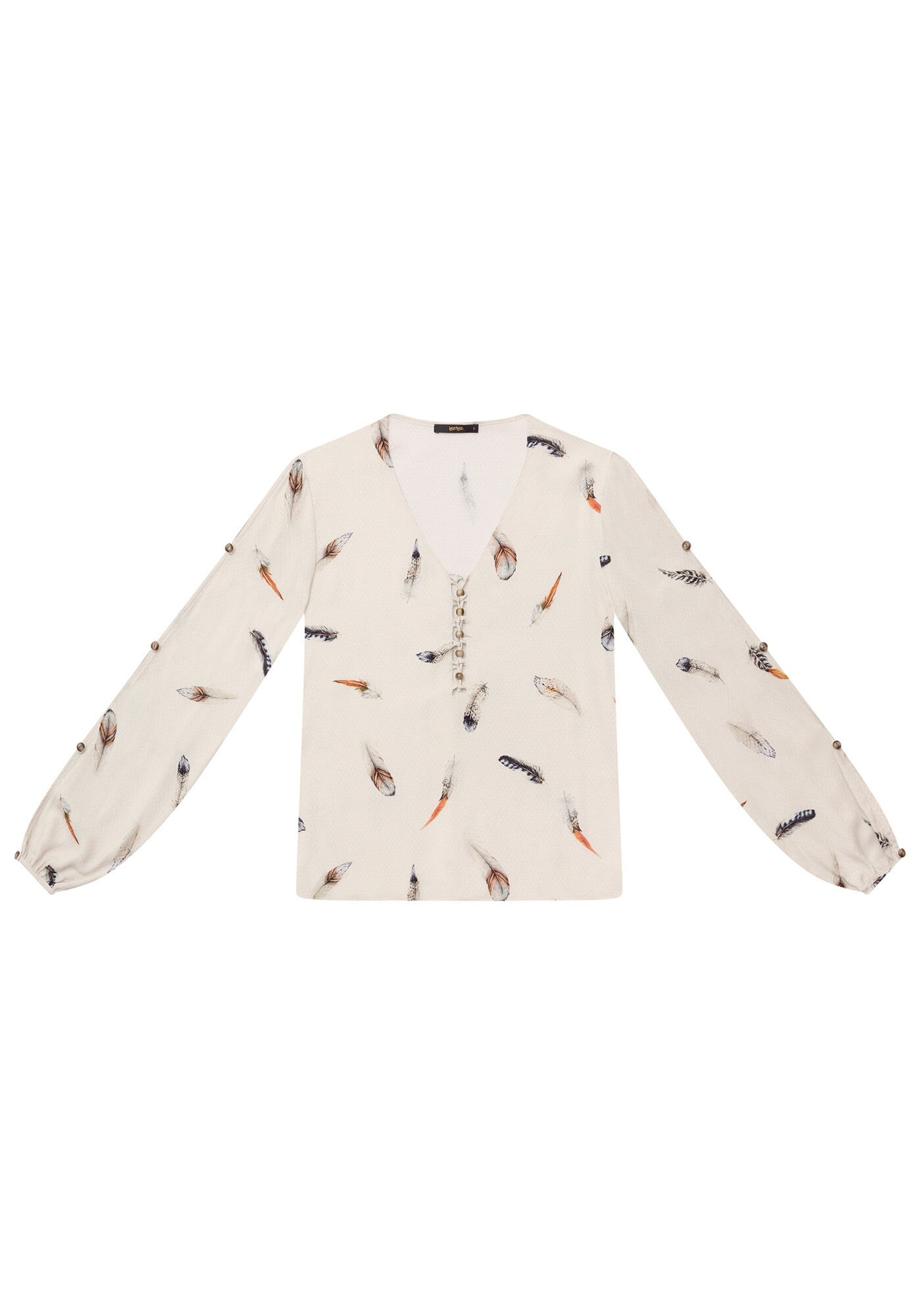 Blusa Manga Longa Recorte Tecido, , large.