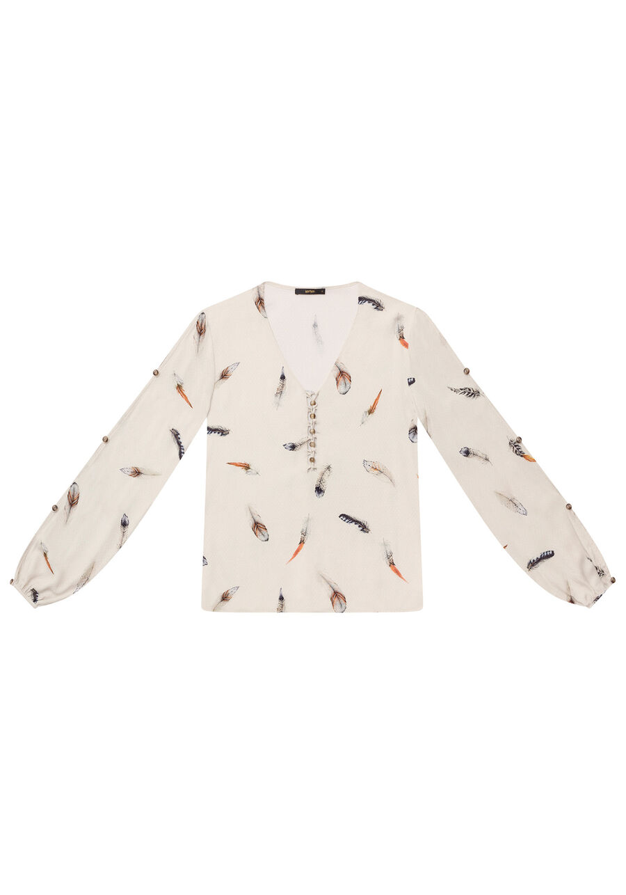 Blusa Manga Longa Recorte Tecido, . Blusa Manga Longa Recorte Tecido, , large.