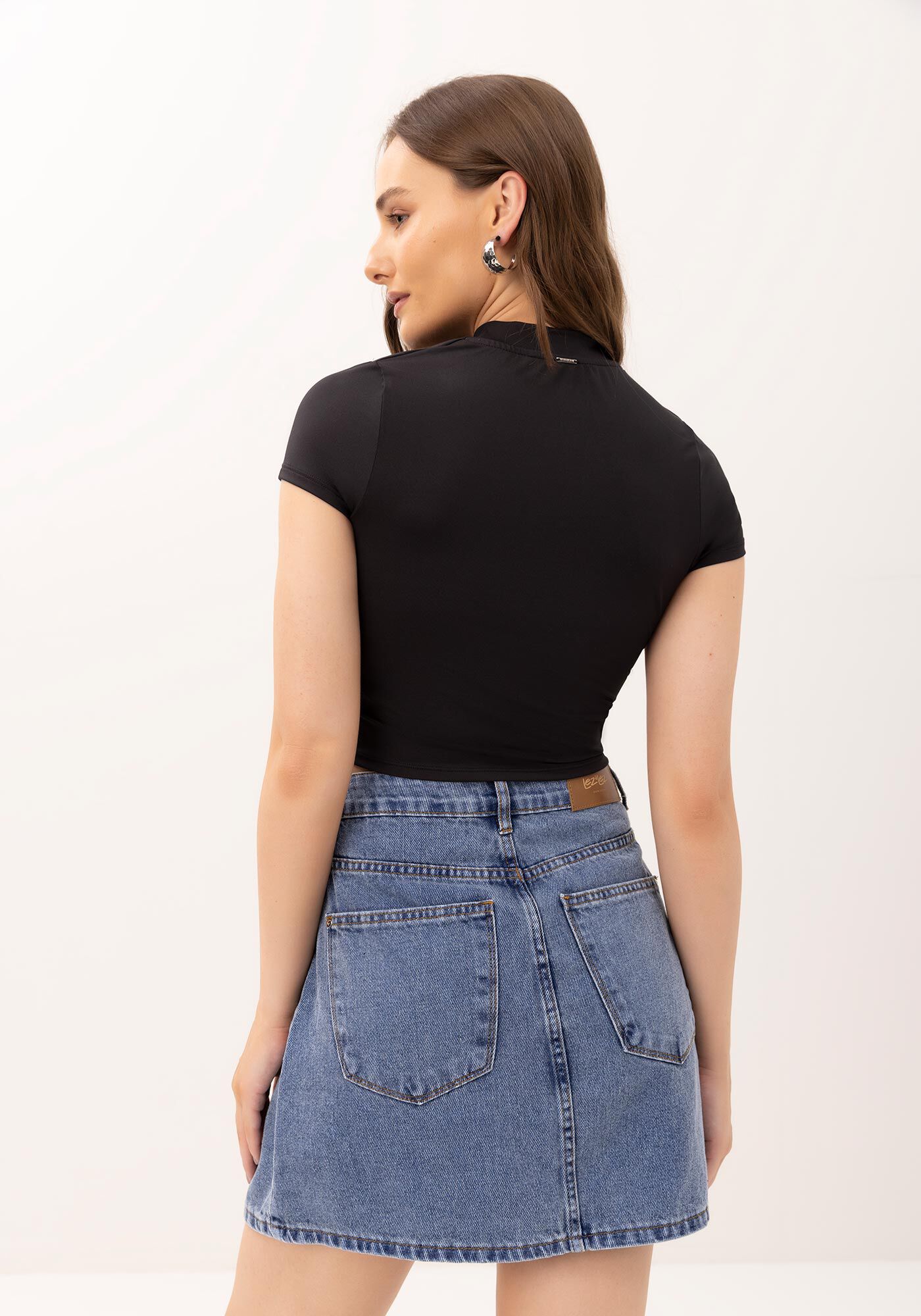 Blusa em Malha Aveludada com Gola Alta, , large.