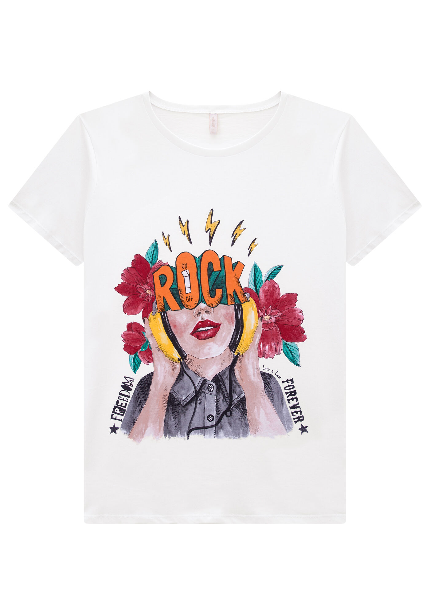 T-Shirt Play Lez Rock On, BRANCO, large.