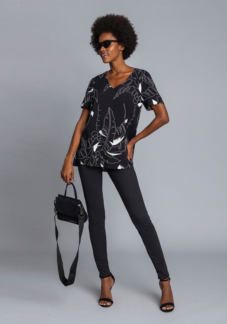 Blusa Estampada Decote V, . Blusa Estampada Decote V, , large.