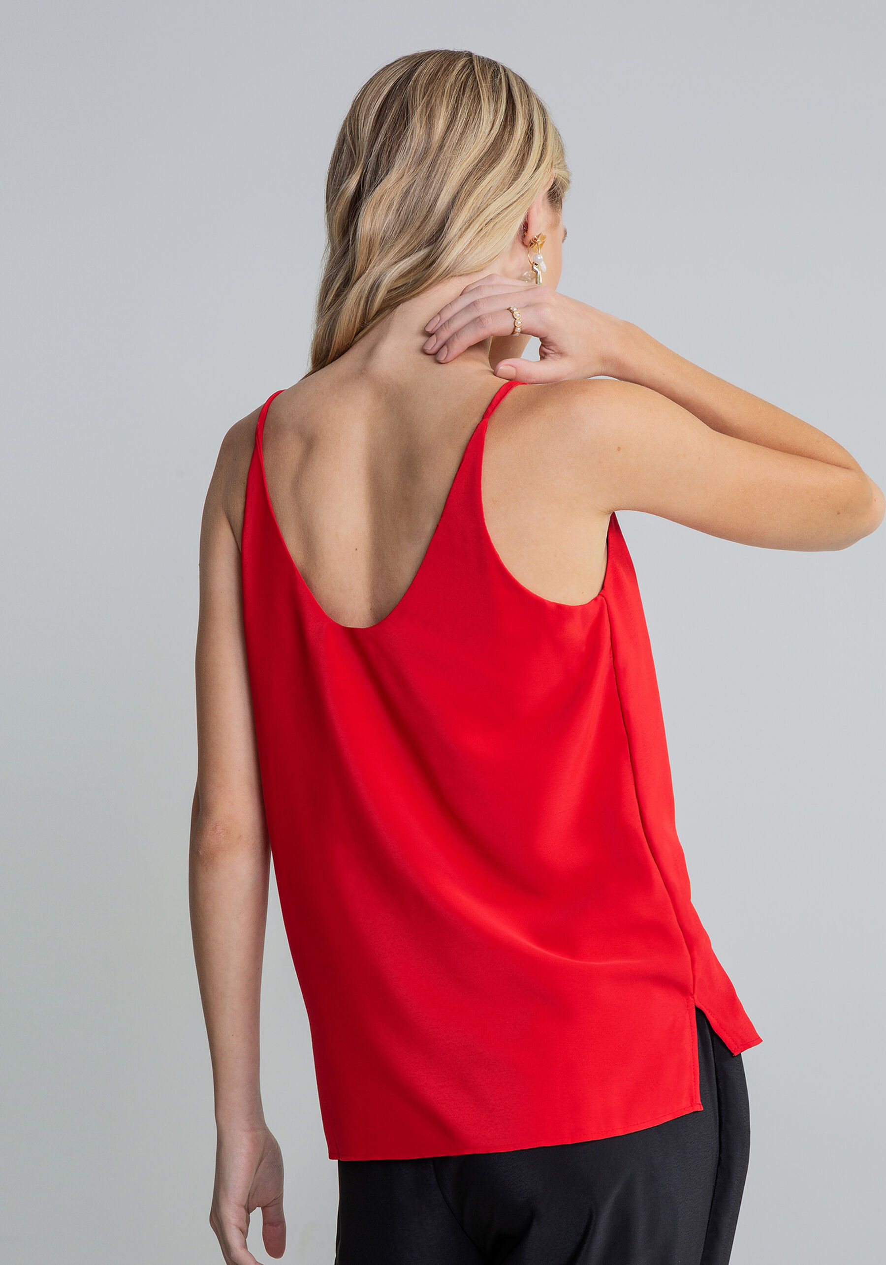 Blusa com Alças Decote V, . Blusa com Alças Decote V, , large.