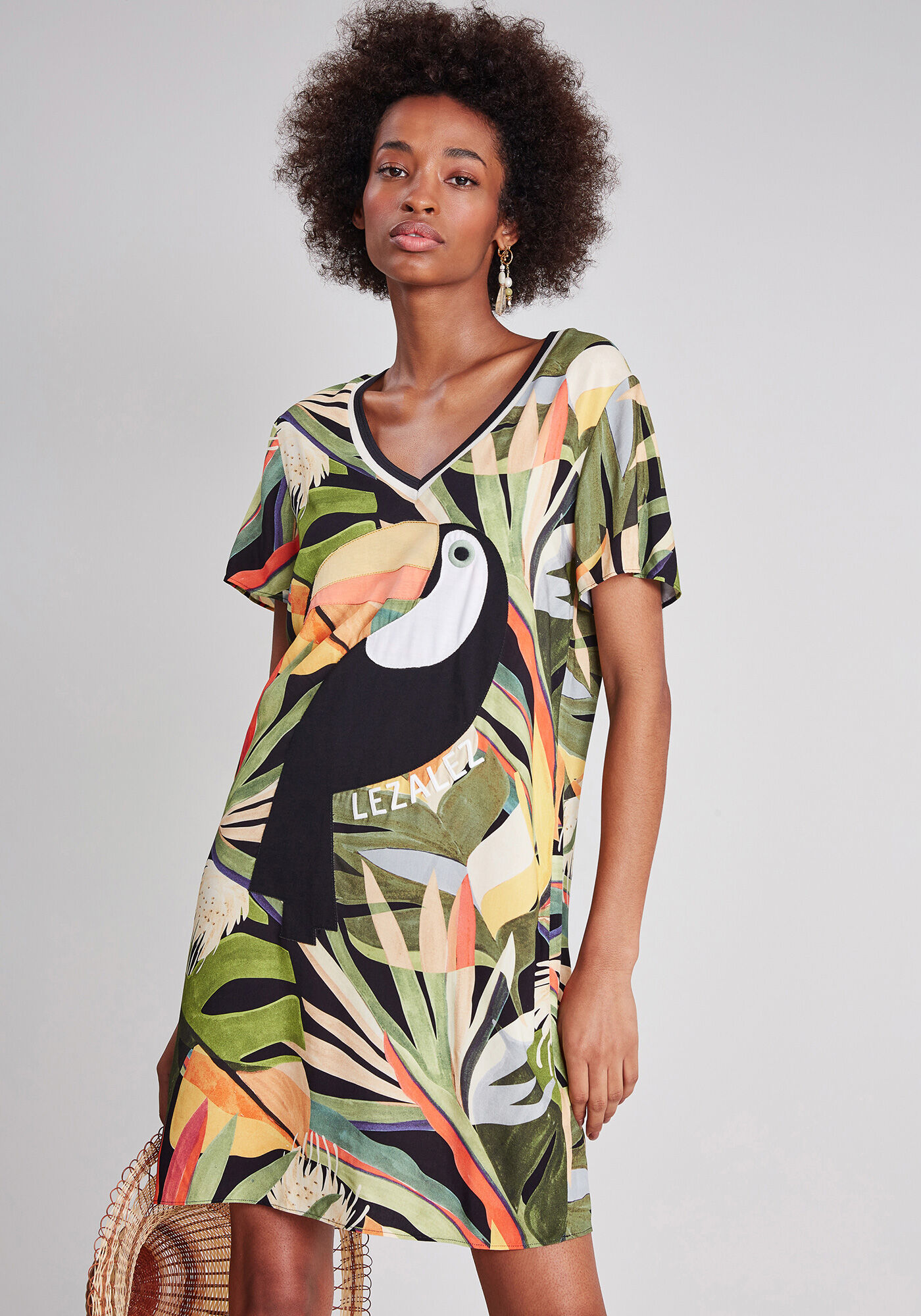 Vestido Decote V com Bordado, , large.