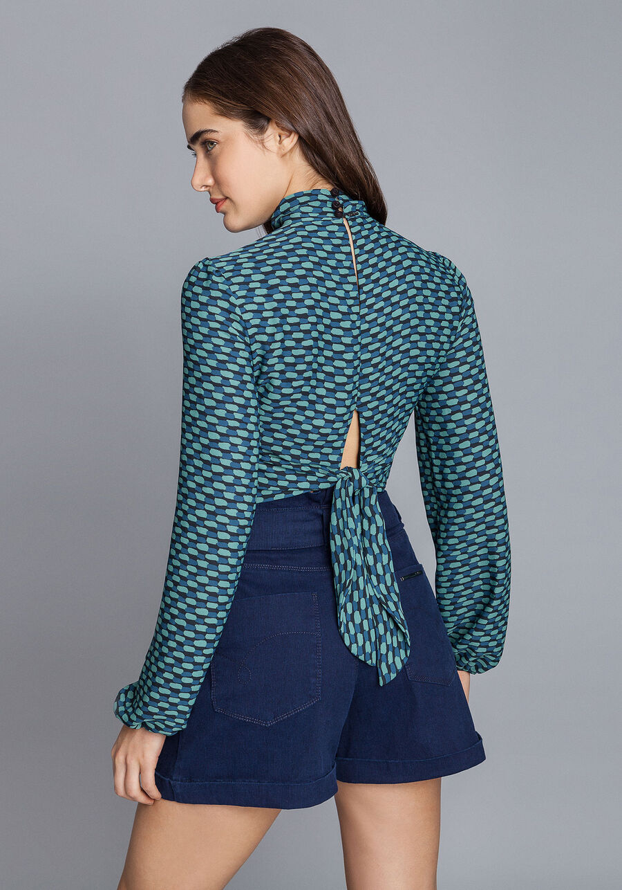 Blusa Cropped Gola Alta Amarração, . Blusa Cropped Gola Alta Amarração, , large.