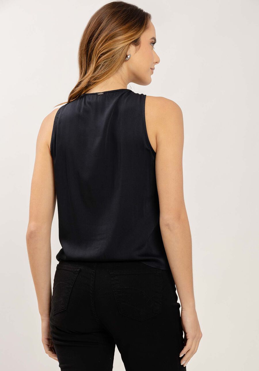 Blusa Decote V com Amarração Franzida, . Blusa Decote V com Amarração Franzida, , large.