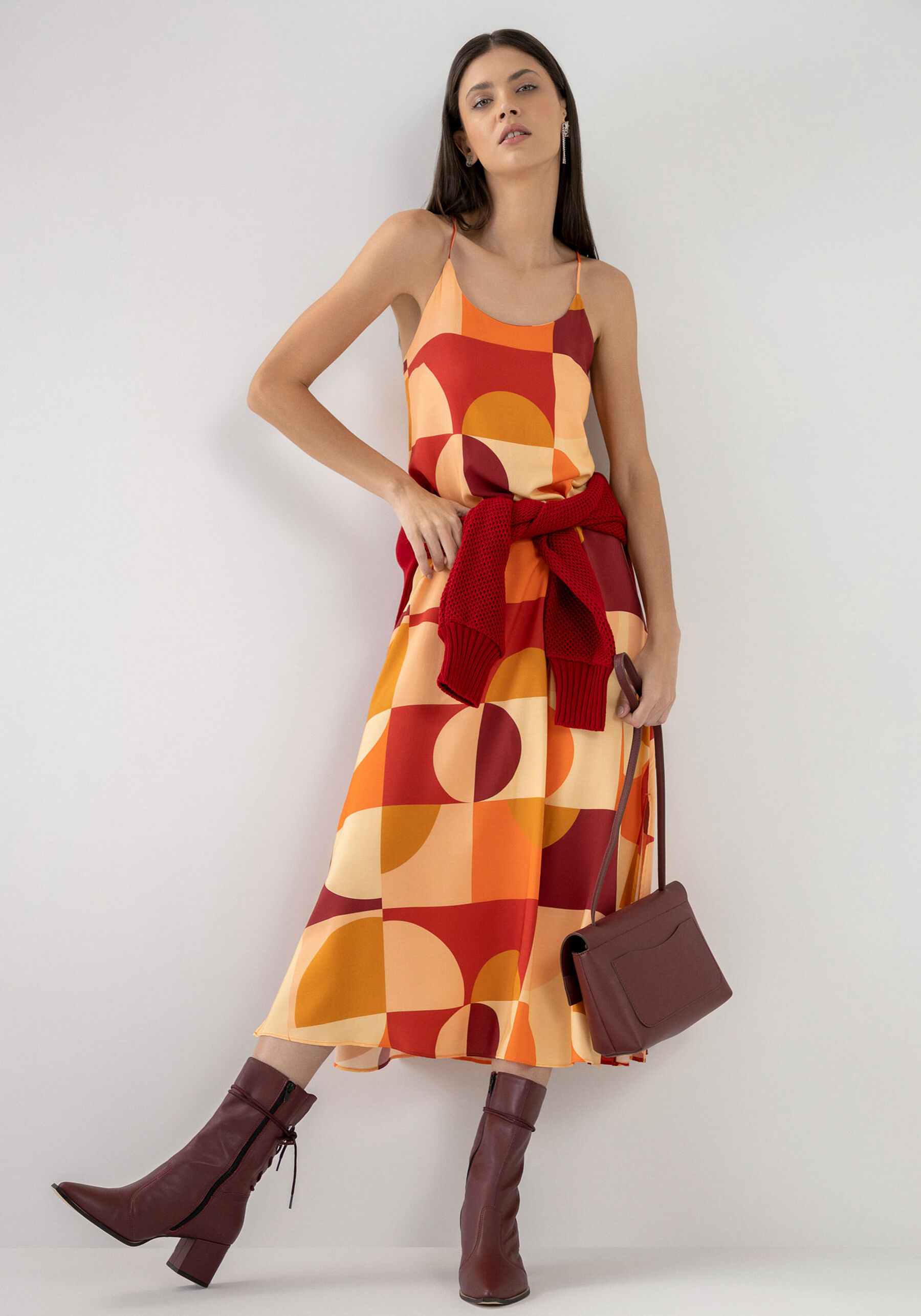 Vestido Midi com Alças em Viscose Estampado, . Vestido Midi com Alças em Viscose Estampado, , large.