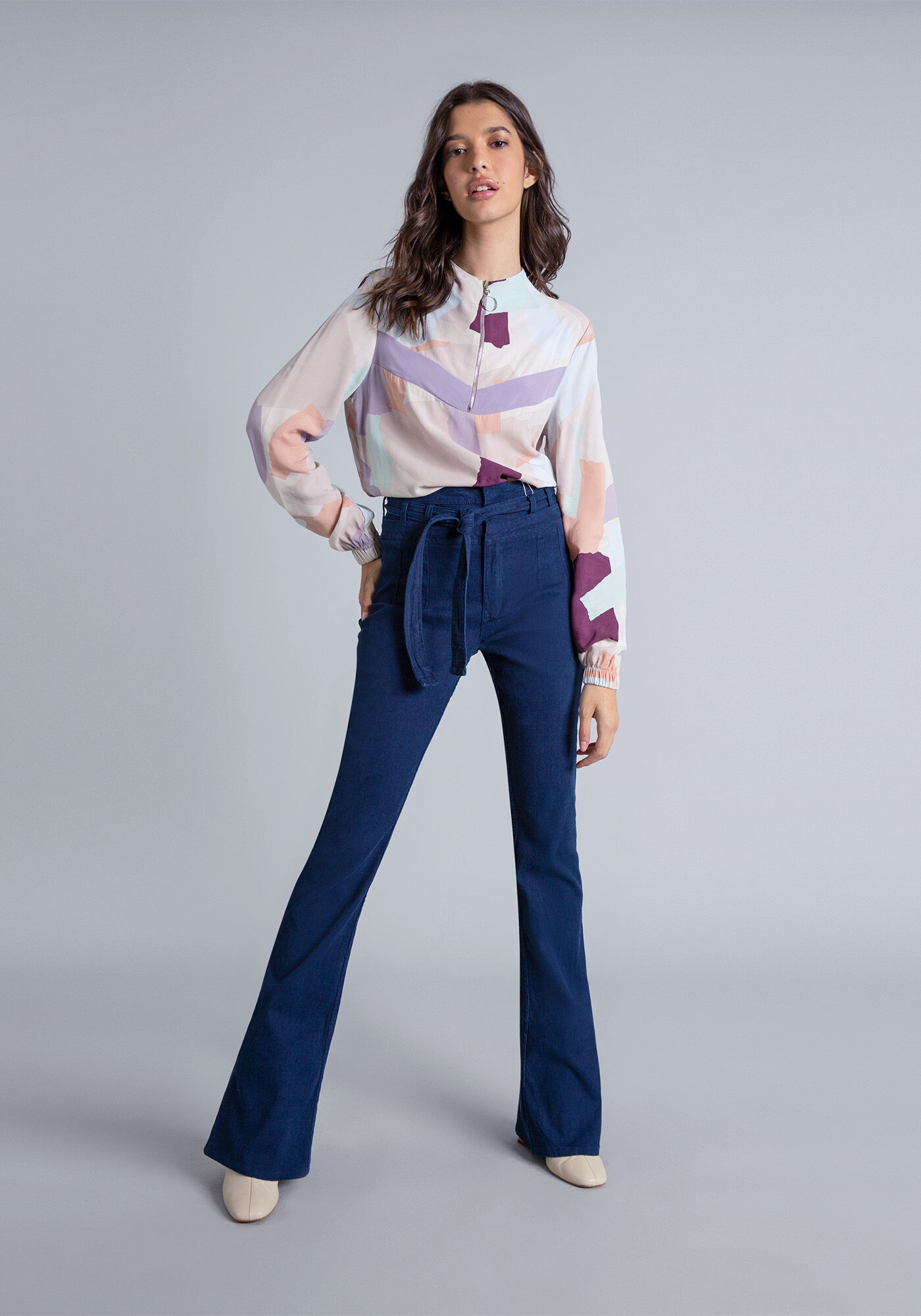 Blusa Manga Longa Z&iacute;per Estampa, , large.