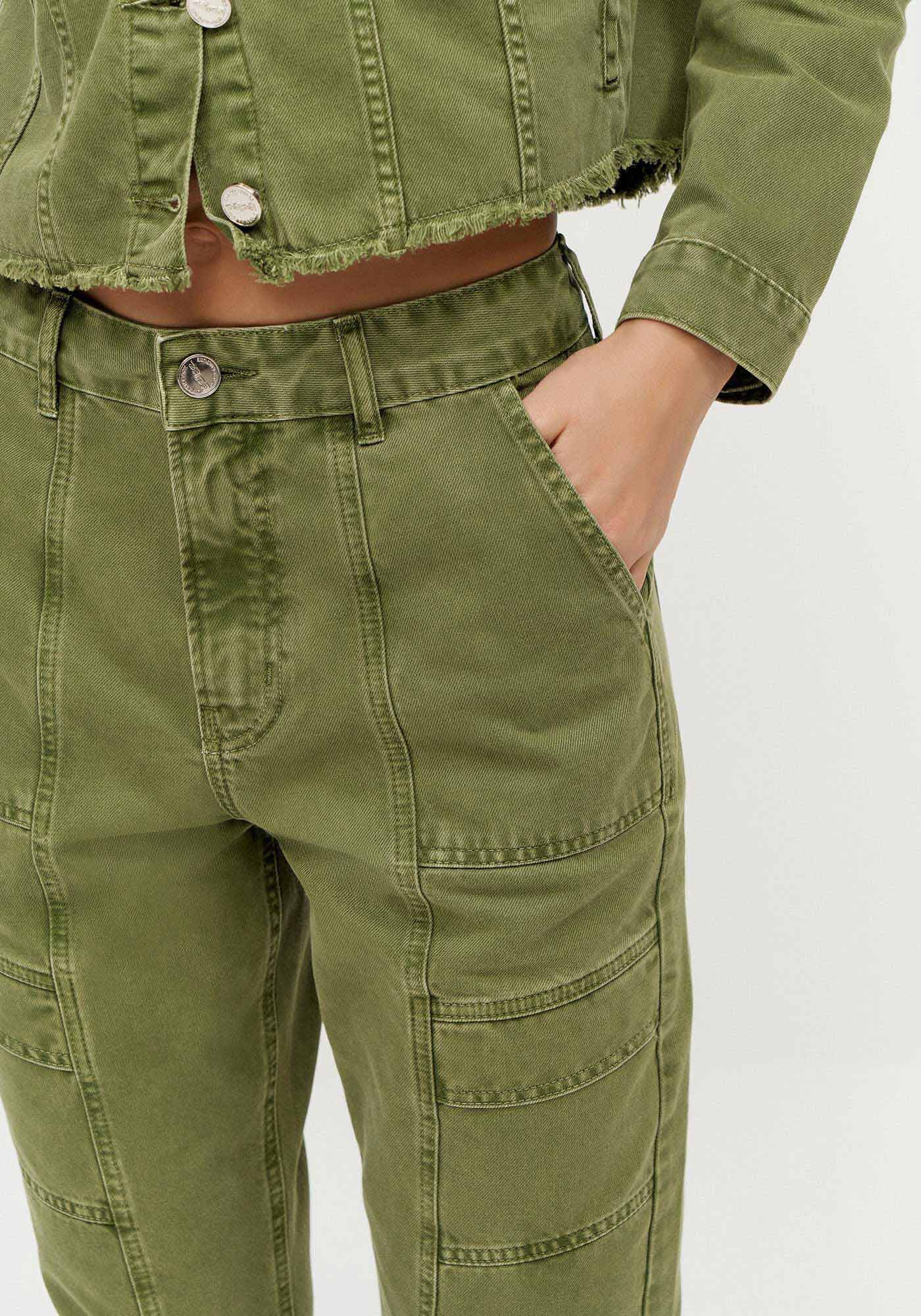 Cal&ccedil;a Sarja Reta Slim Cargo Cropped, VERDE AGENA, large.