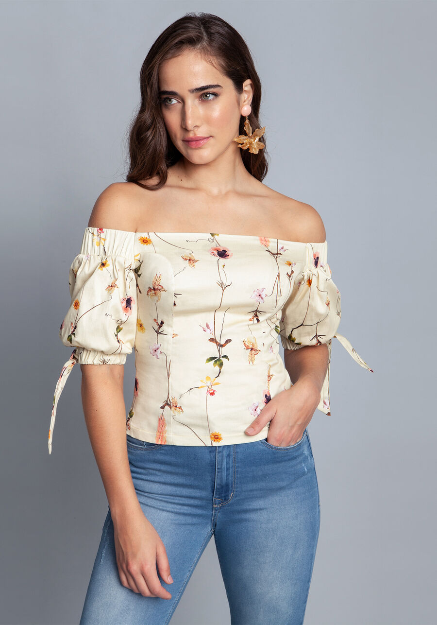 Blusa ombro a ombro em tecido, . Blusa ombro a ombro em tecido, , large.
