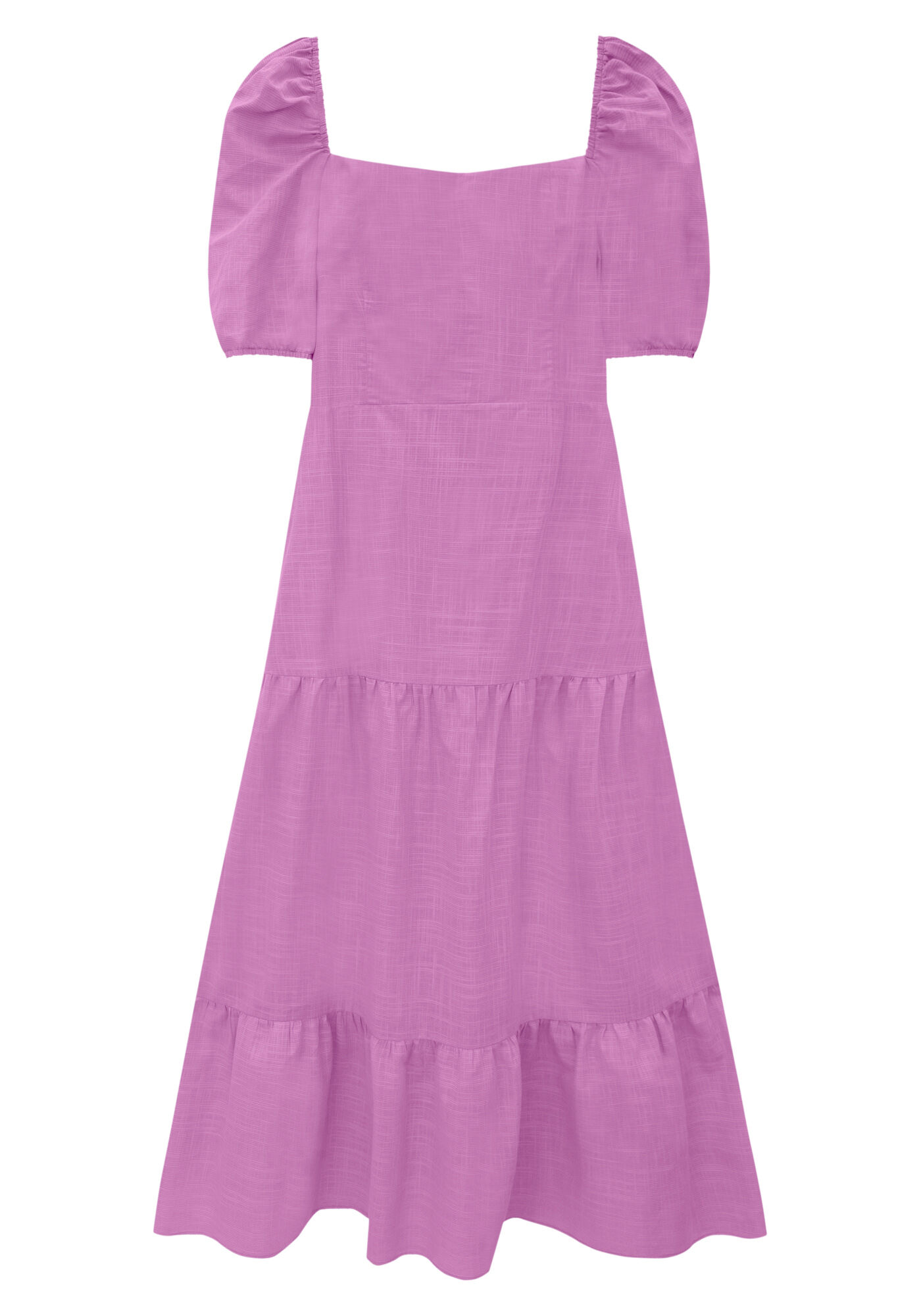 Vestido Midi em Tecido Thige com Manga Bufante, , large.