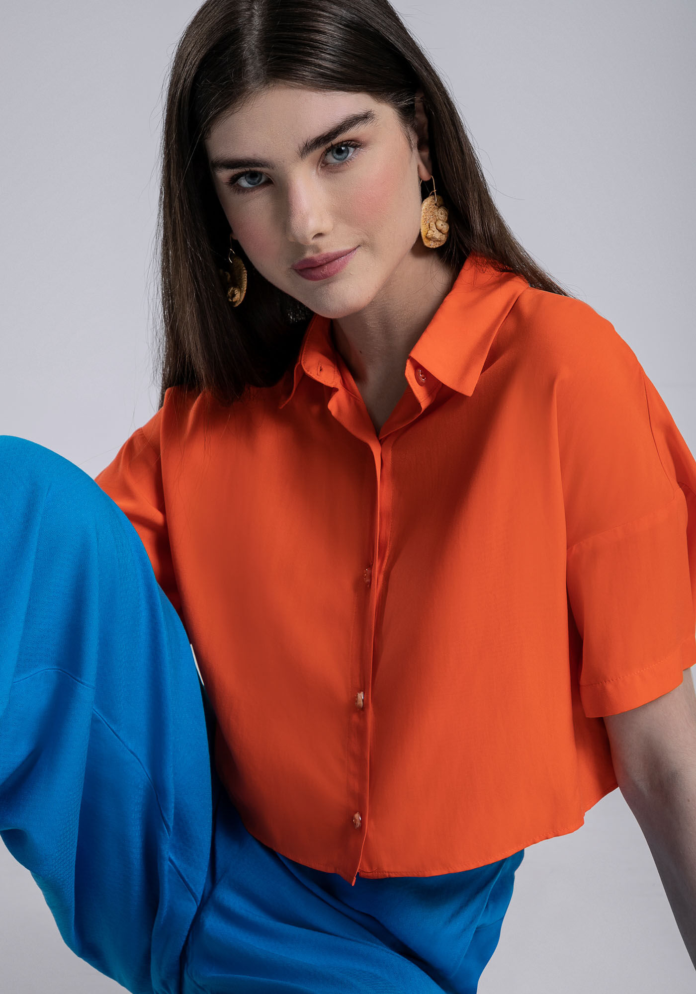 Camisa Cropped Manga Curta Cores, , large.