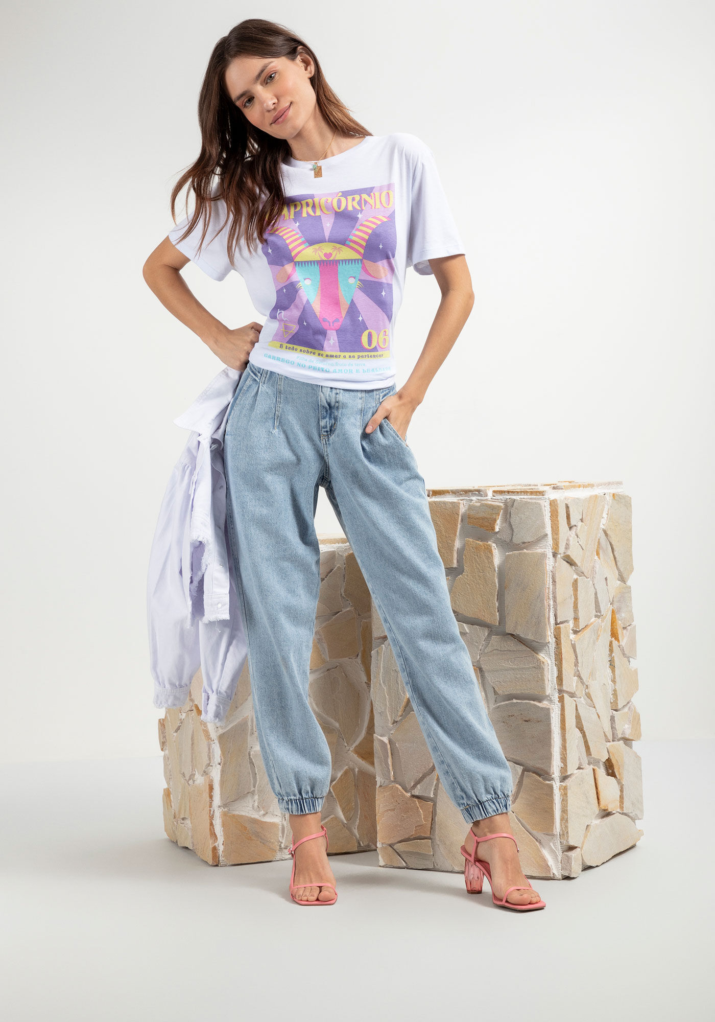 Blusa T-Shirt Signos em Malha, BRANCO CAPRICORNIO, large.