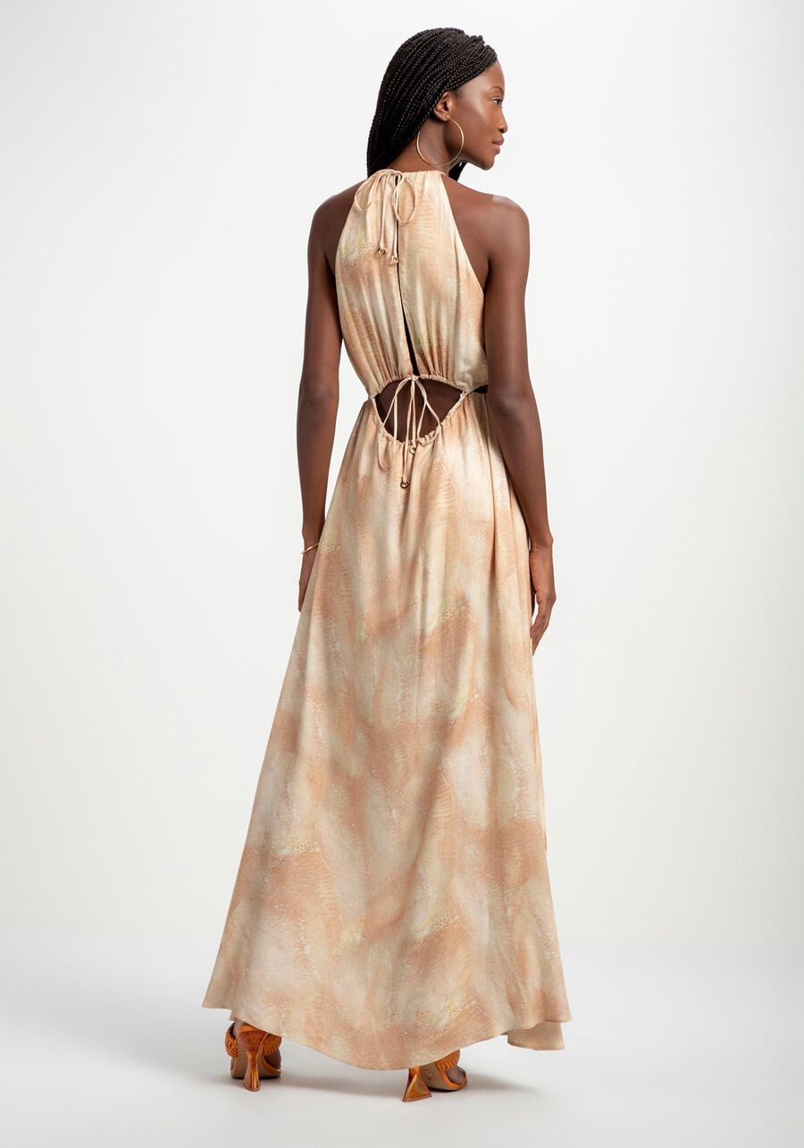 Vestido Longo em Crepe com Cut Out e Pedras, SIRENA. Vestido Longo em Crepe com Cut Out e Pedras, SIRENA, large.