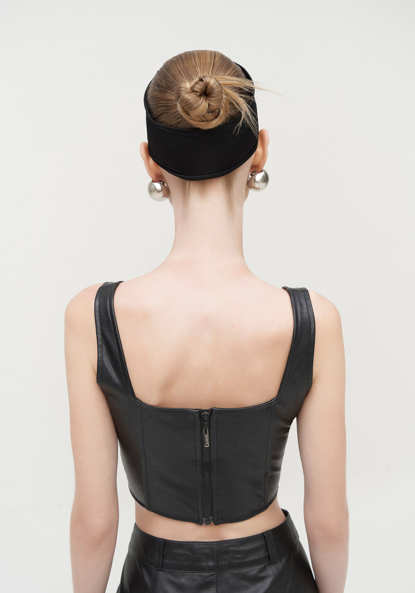 Blusa Corset em PU com Decote Quadrado, , large.