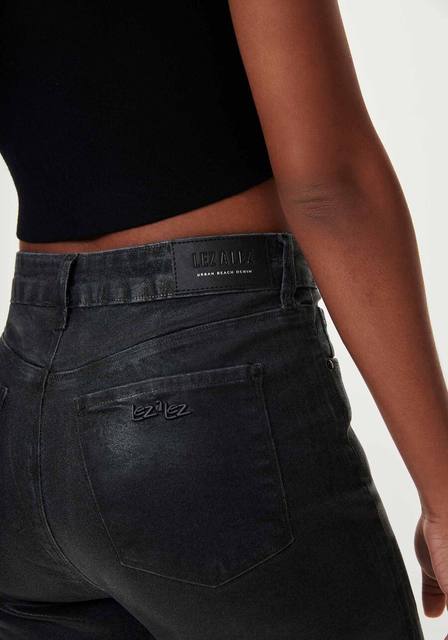 Calça Jeans Skinny Cropped Preta com Brilho, PRETO REATIVO, large.