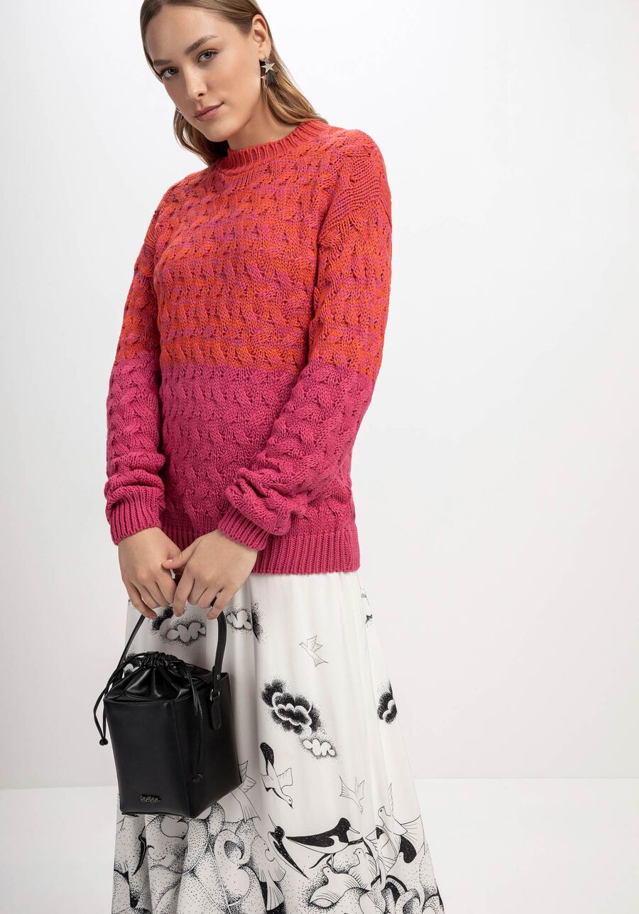 Blusão em Tricô Duo Bicolor, . Blusão em Tricô Duo Bicolor, , large.