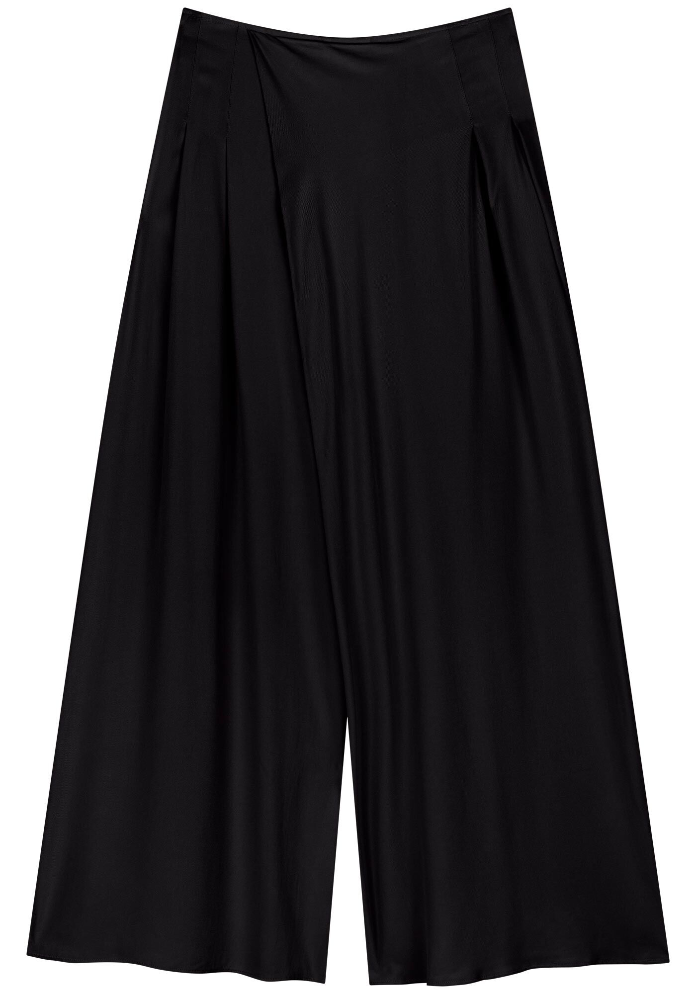 Cal&ccedil;a Pantalona Em Viscose Com Pregas E Sobreposi&ccedil;&atilde;o, , large.