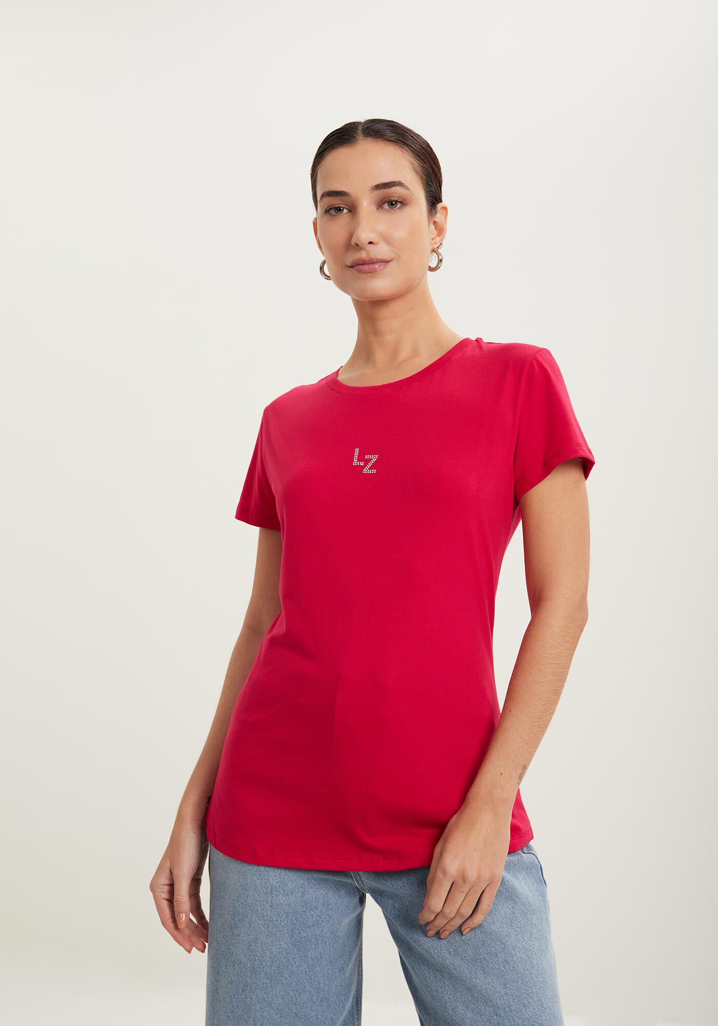 Blusa T-shirt De Mangas Curtas Em Algod&atilde;o Com Assinatura, , large.