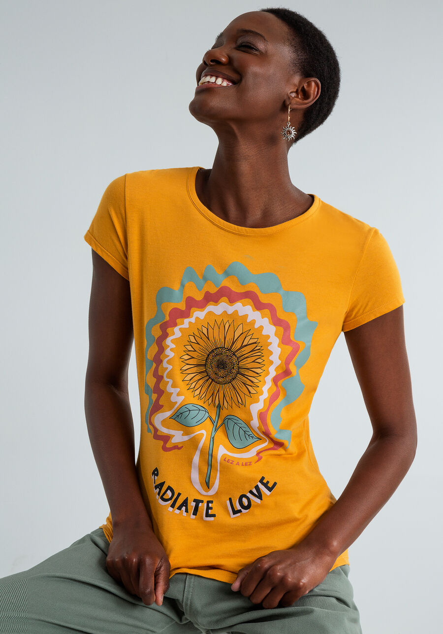 T-shirt Estampada Radiate Love, AMARELO, large.
