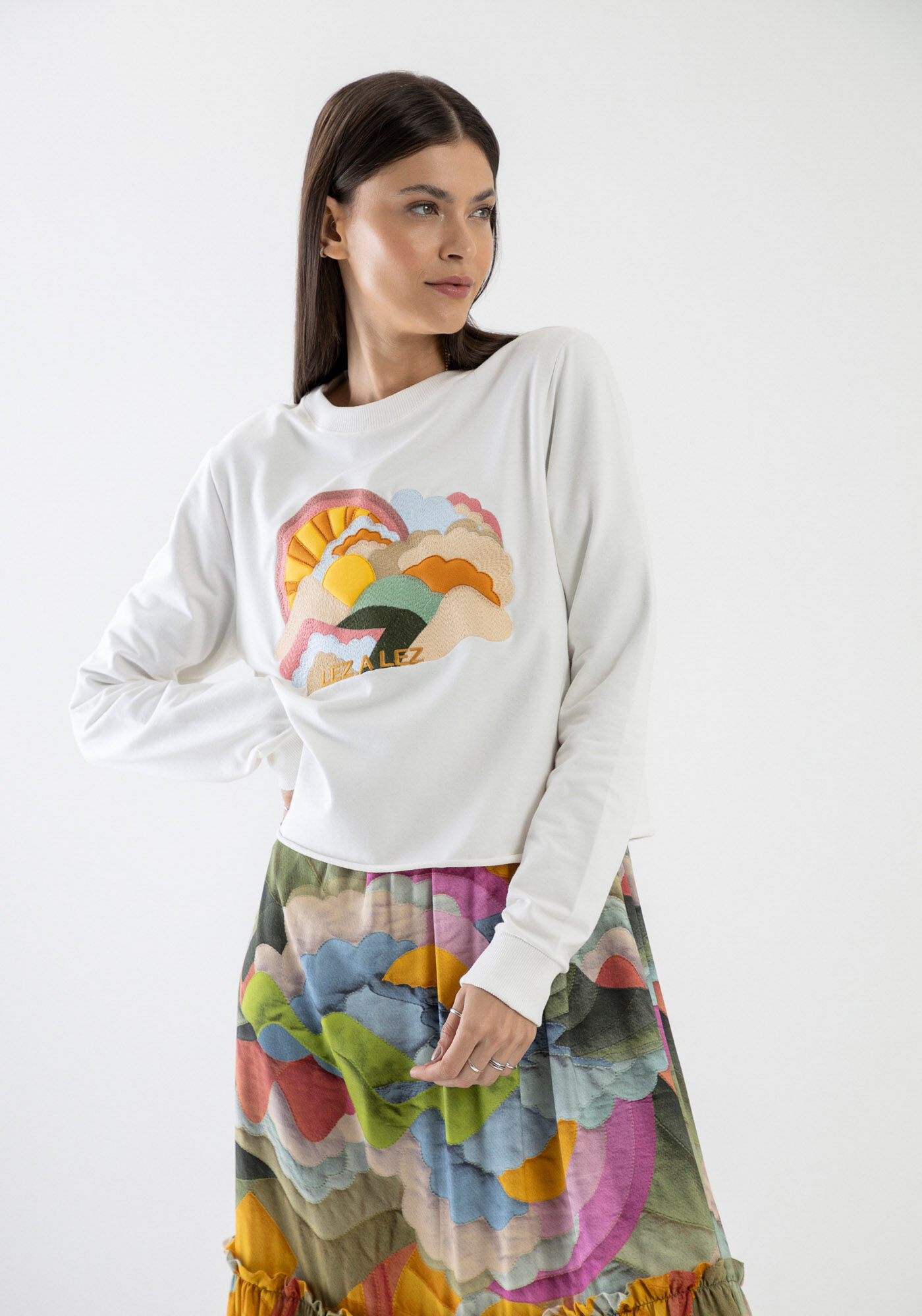 Blus&atilde;o Manga Longa com Bordado Solst&iacute;cio, , large.