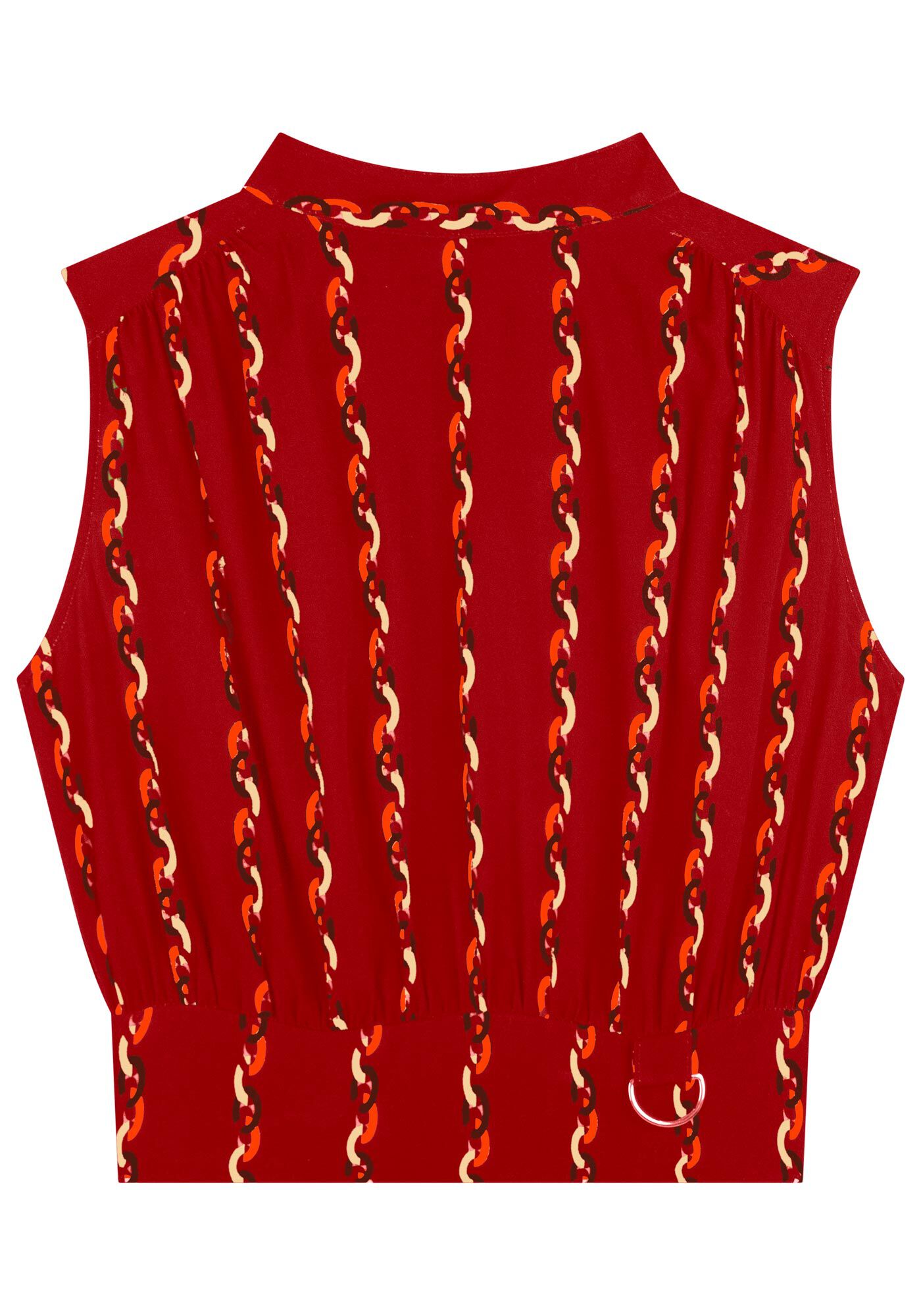 Blusa Curta Estampada Sem Mangas Com Amarra&ccedil;&atilde;o Na Gola, , large.