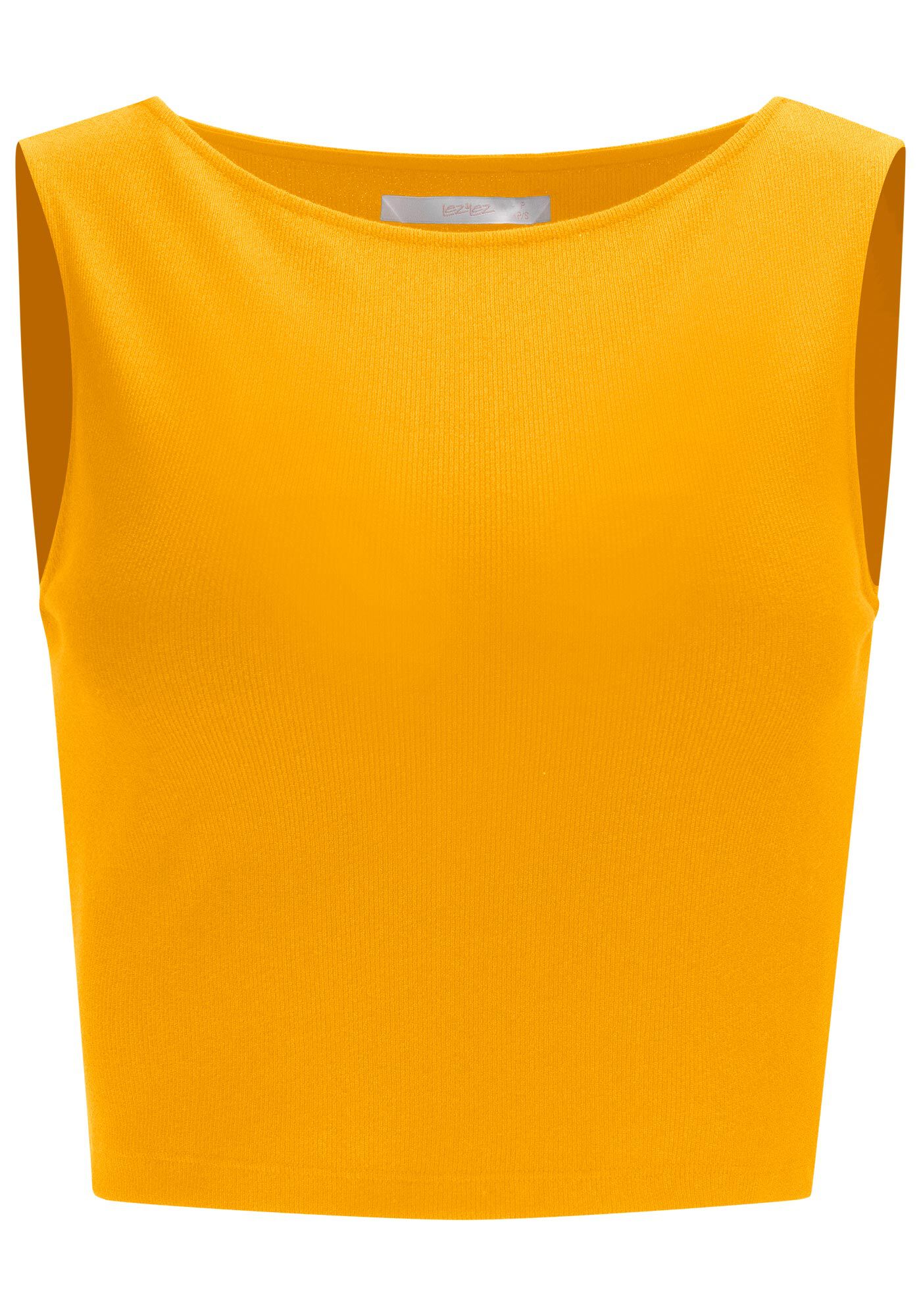 Regata Cropped Canelada Minimal com Decote Redondo, , large.