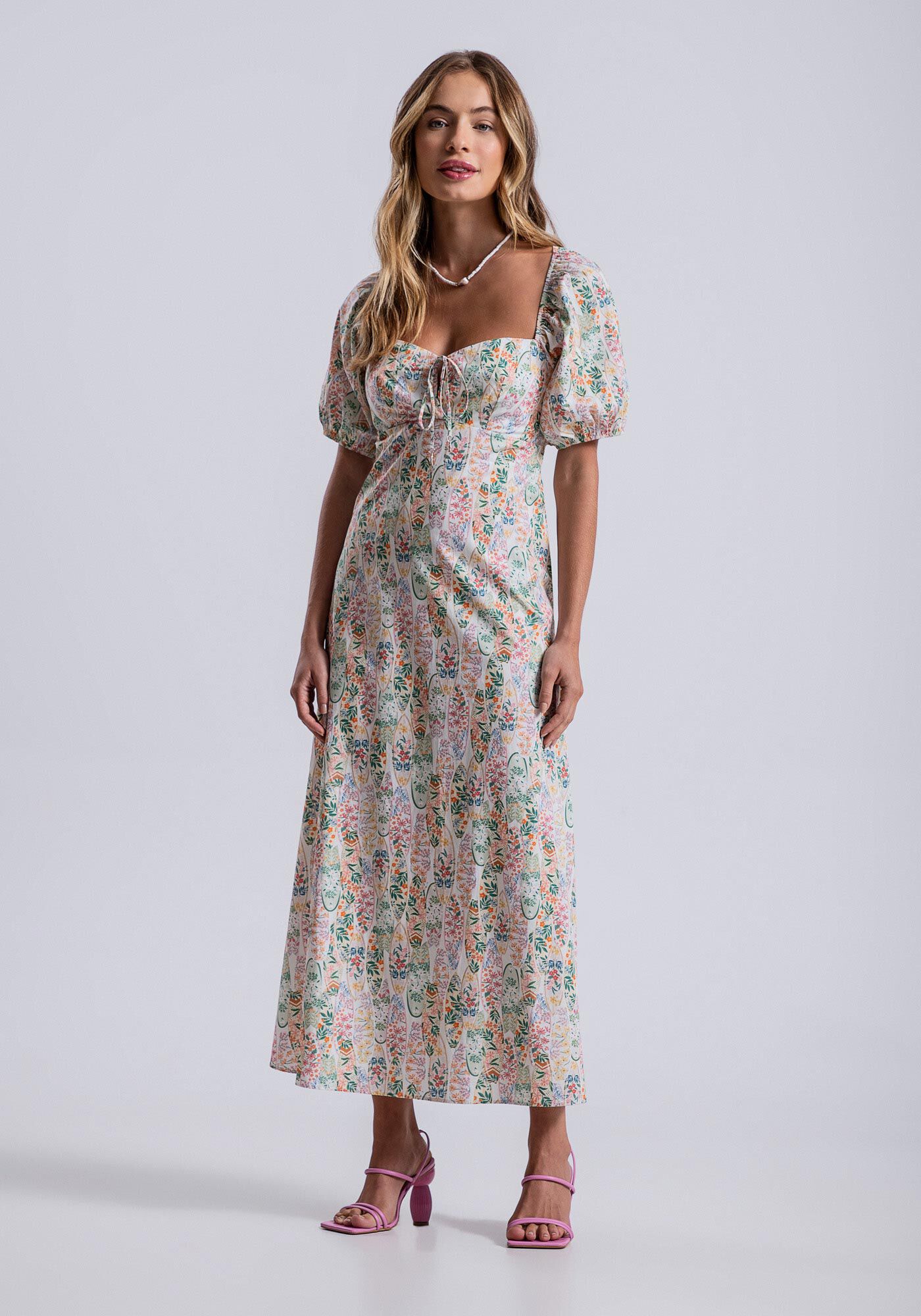 Vestido Midi em Tecido Atlanta com Recorte Costas, , large.