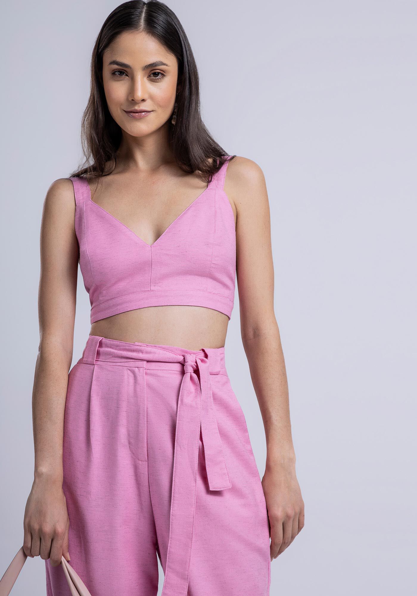 Blusa Cropped em Tecido Bari com Fivela Costas, , large.