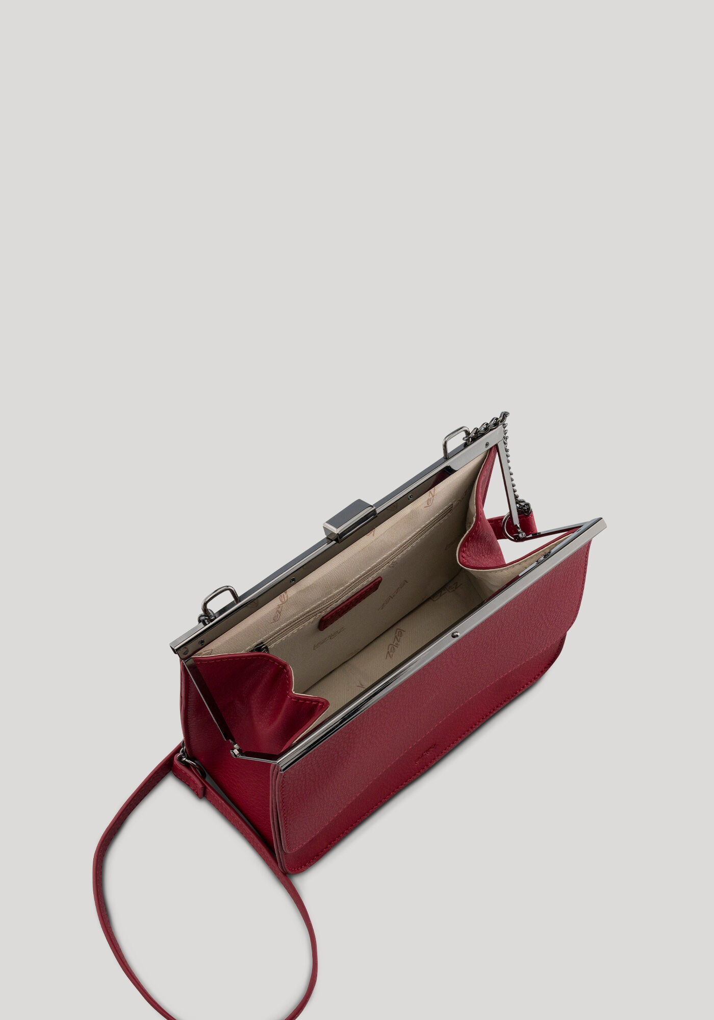 Bolsa M&eacute;dia Estruturada Com Al&ccedil;a Corrente Metalizada, VERMELHO FLAMBOYANT, large.