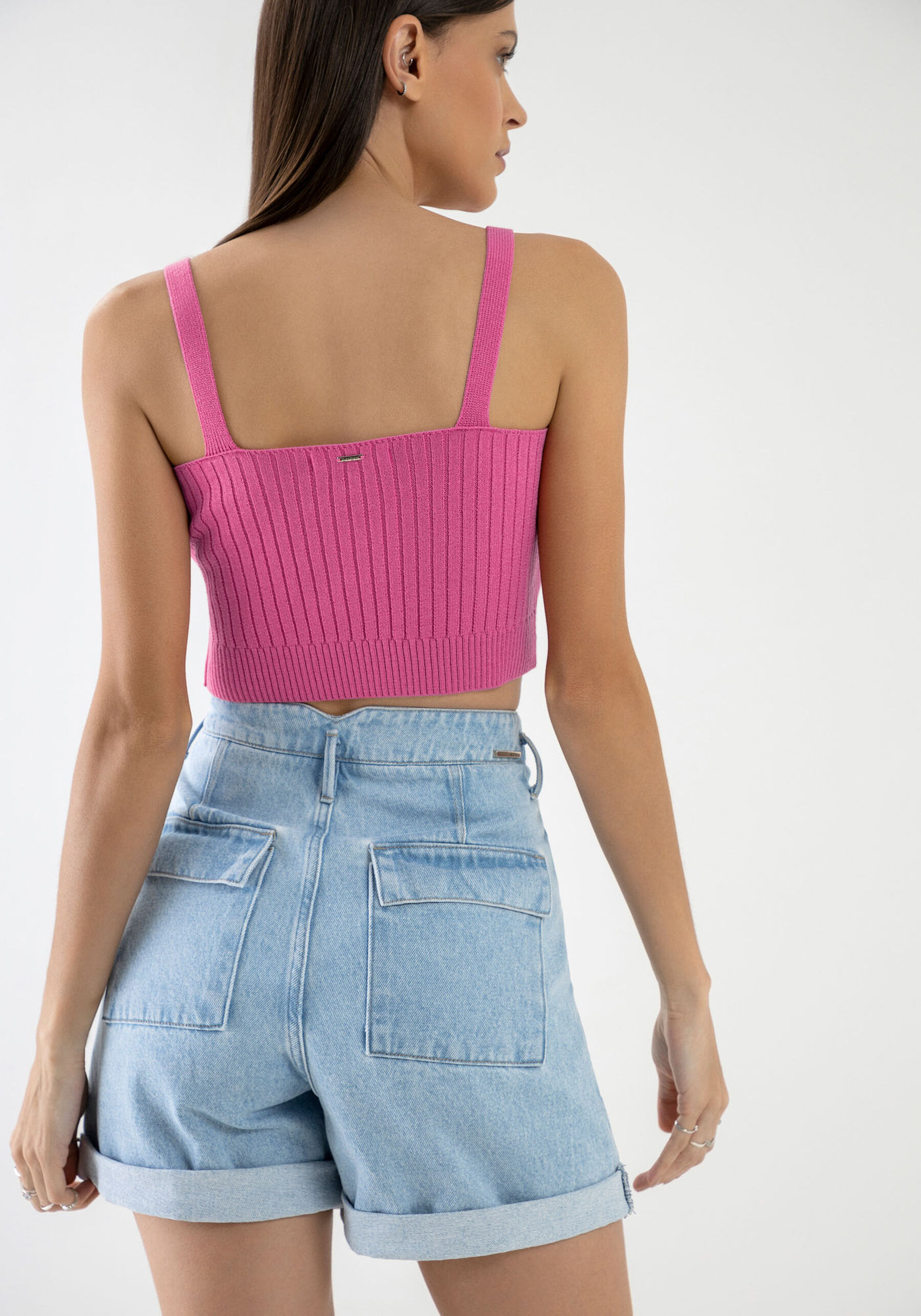 Shorts Jeans Mom com Detalhe Bolsos, JEANS. Shorts Jeans Mom com Detalhe Bolsos, JEANS, large.
