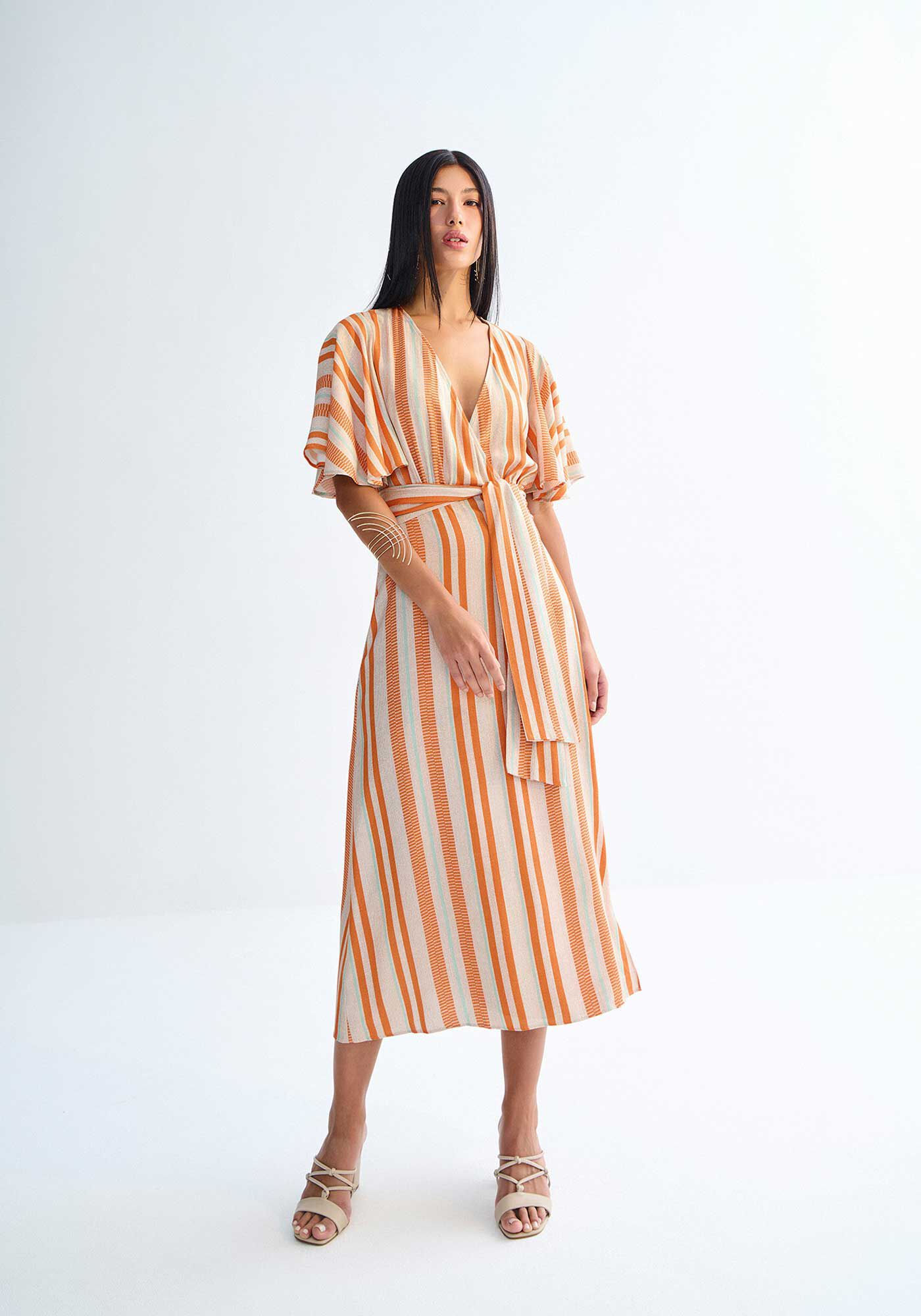 Vestido Midi Transpassado em Viscose Estampado, , large.