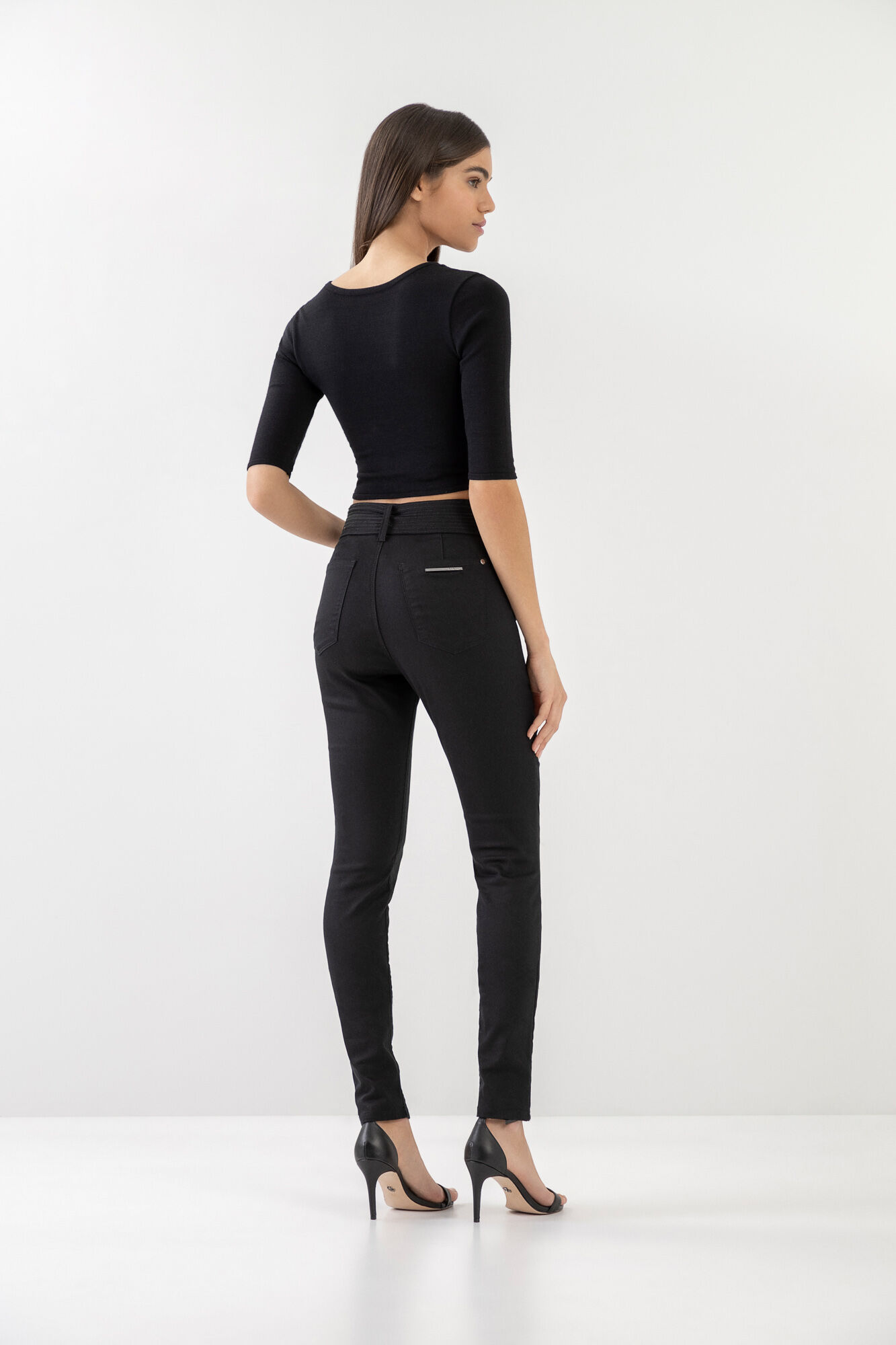 Cal&ccedil;a Jeans Jegging Ever Black com Cinto, PRETO REATIVO, large.